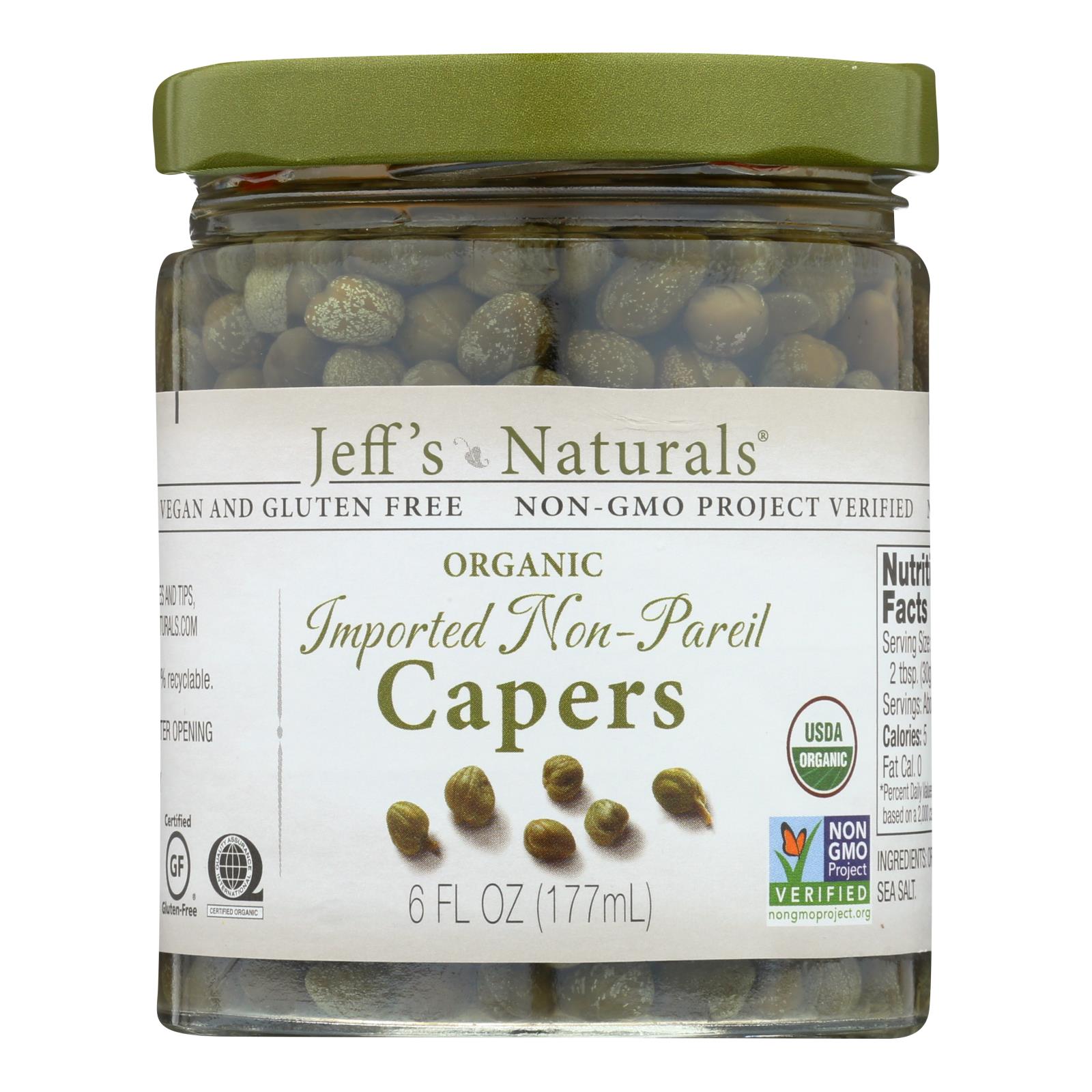Jeff's Natural Jeff's Natural Imported Non Pareil Capers - Capers - 6개 묶음상품 - 6 oz.