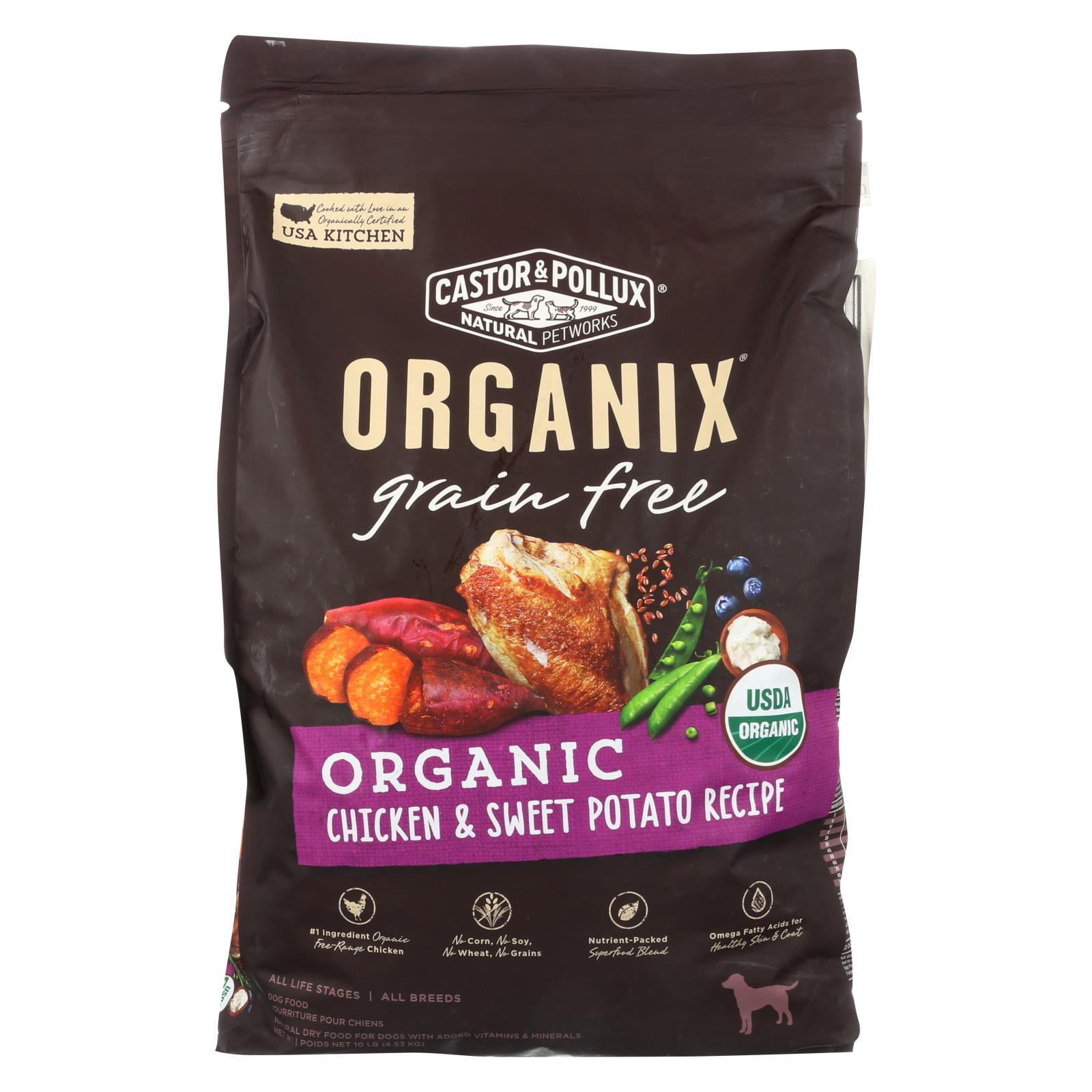 Castor and Pollux - Organix Grain Free Dry Dog Food - Chicken and Sweet Potato - CS of 1-10 lb.
