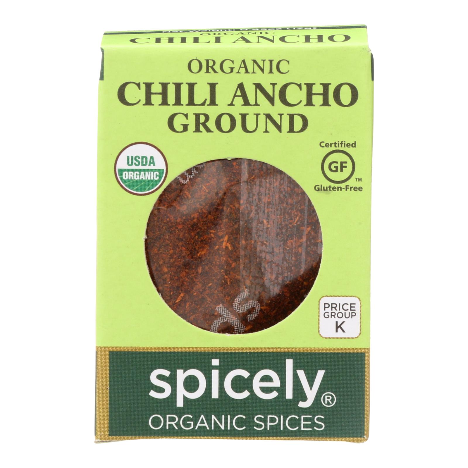Spicely Organics - Organic Ancho Chili - Ground - 6개 묶음상품 - 0.45 oz.