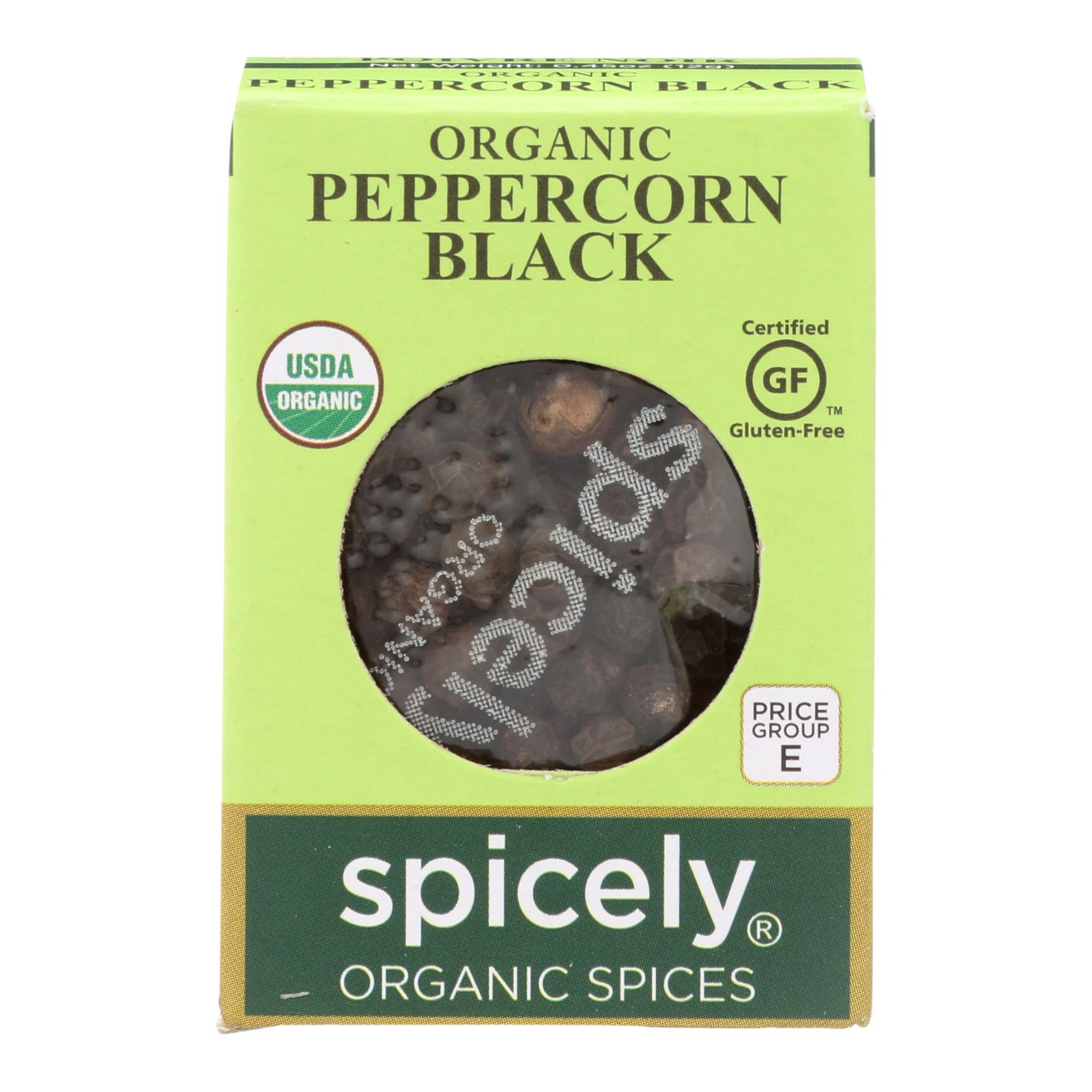 Spicely Organics - Organic Peppercorn - Black - 6개 묶음상품 - 0.45 oz.