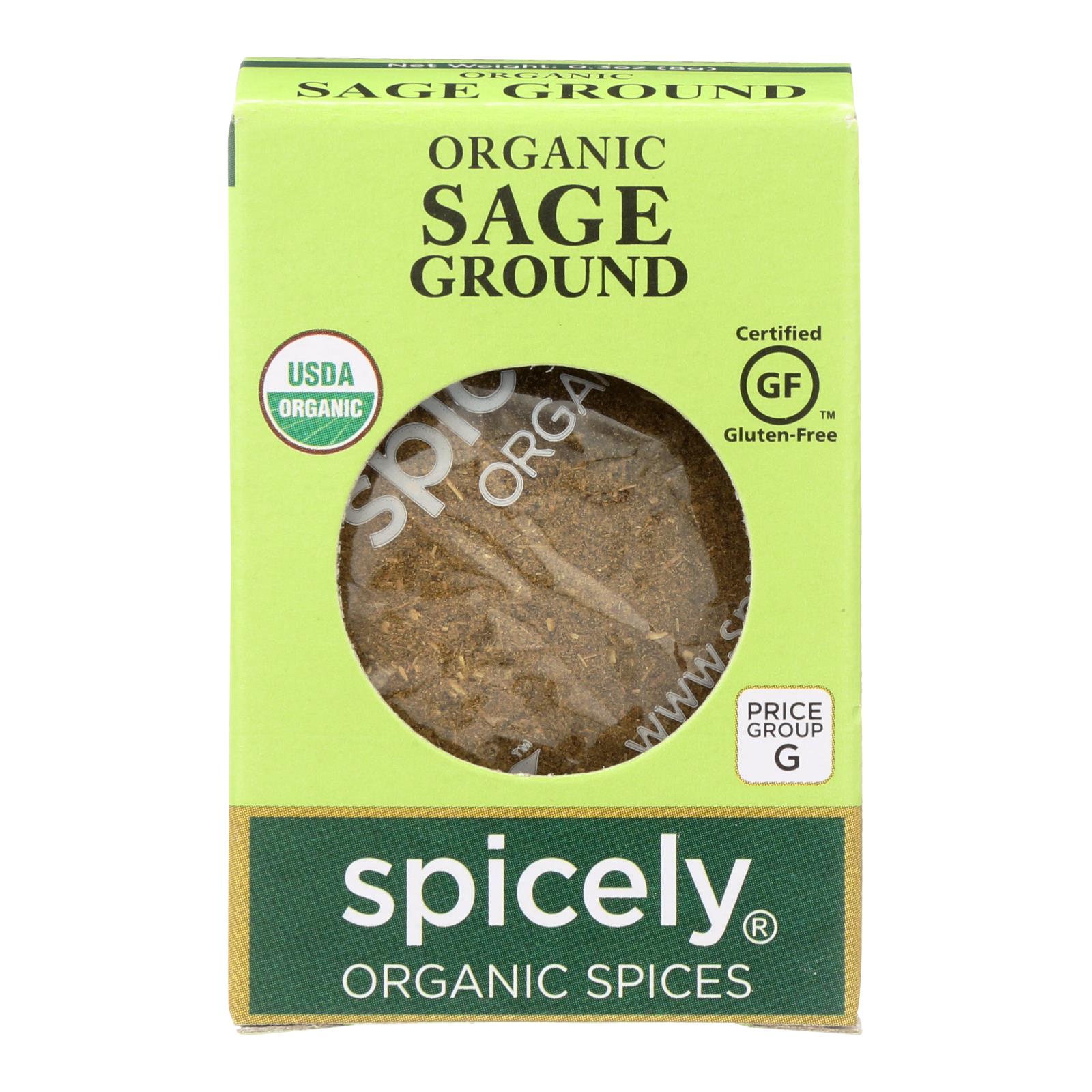 Spicely Organics - Organic Sage - Ground - 6개 묶음상품 - 0.3 oz.
