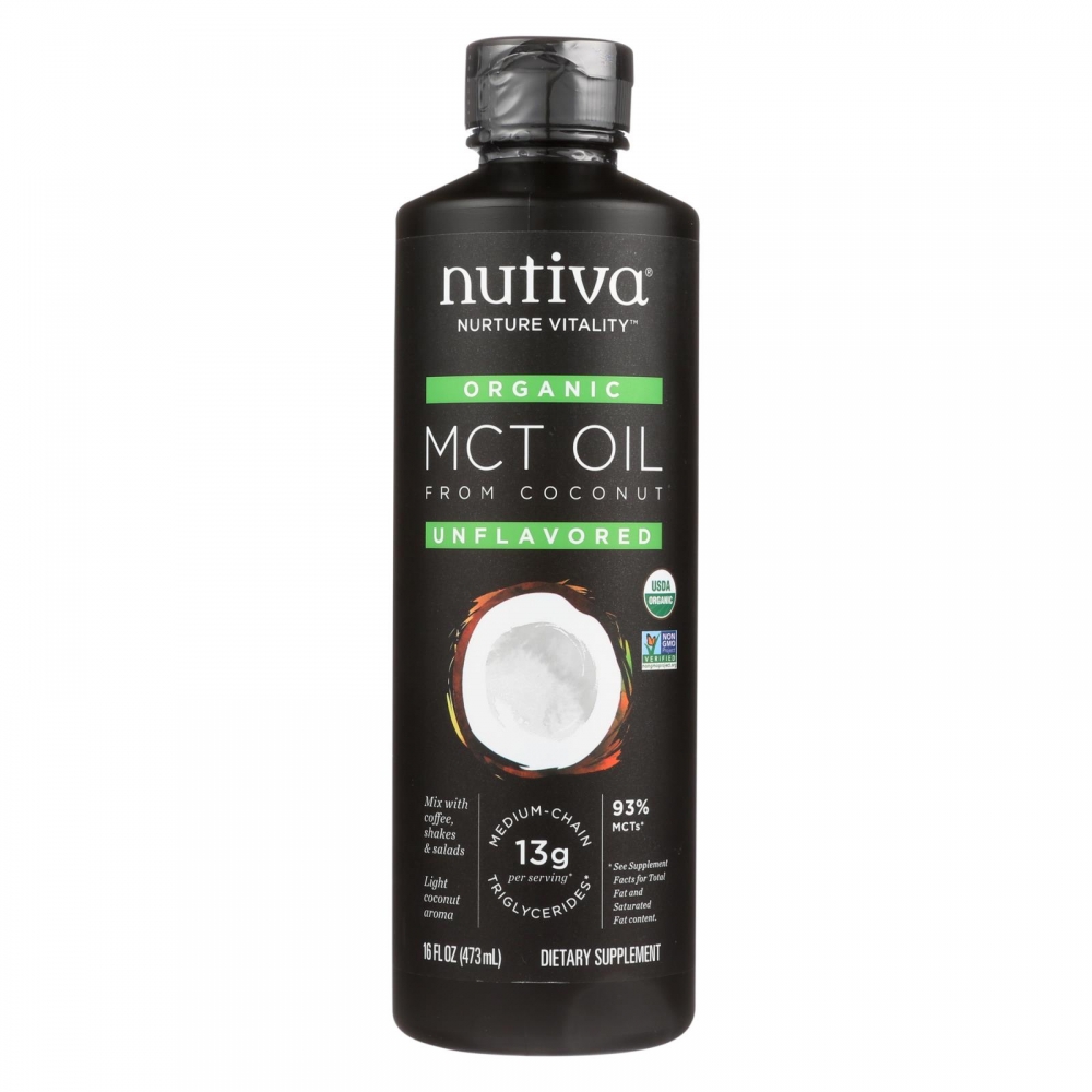 Nutiva 100% Organic Mct Oil - From Coconut - Unflavored - 16 fl oz