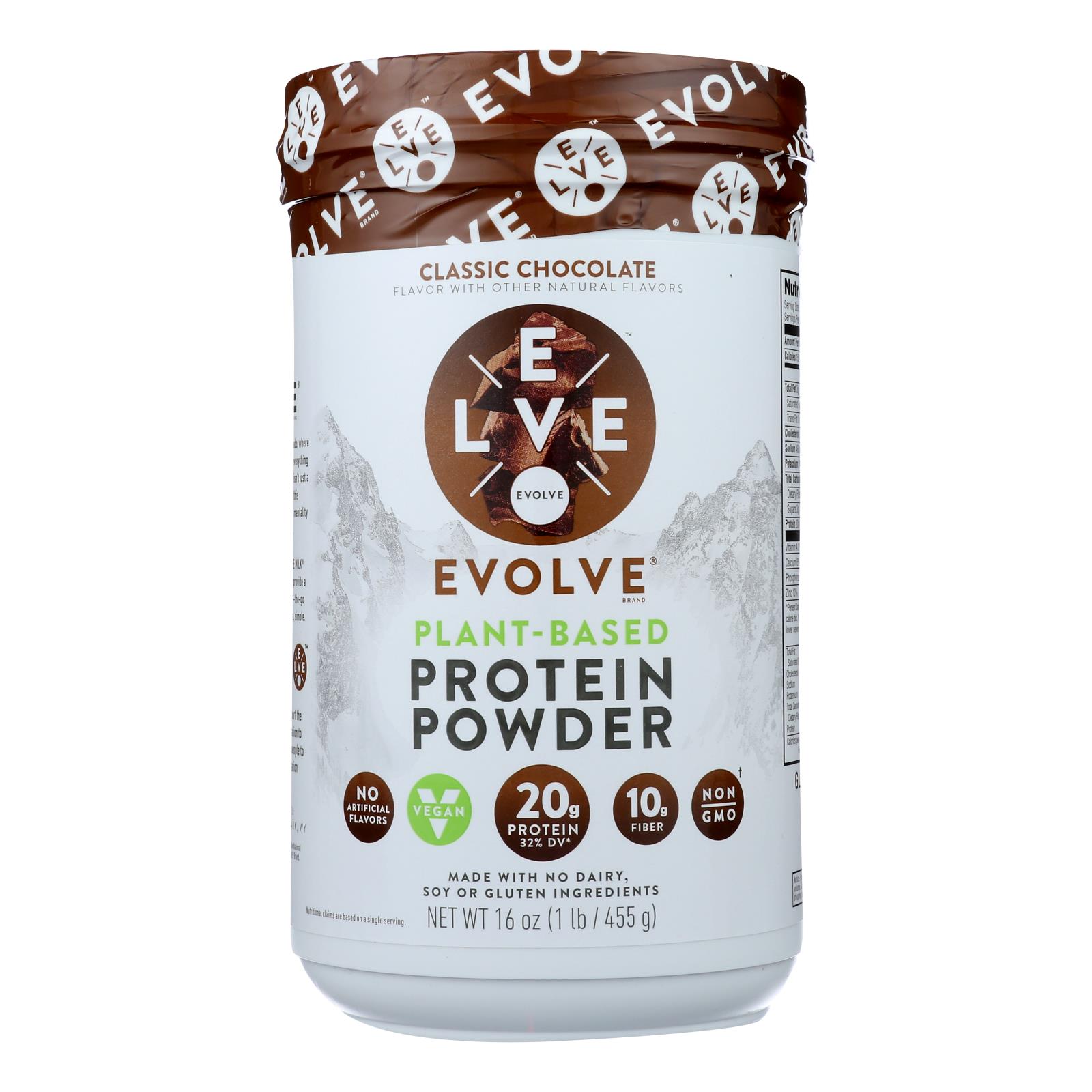 Evolve Real Plant-Powered Classic Chocolate Flavor Protein Powder - 1 Each - 16 OZ