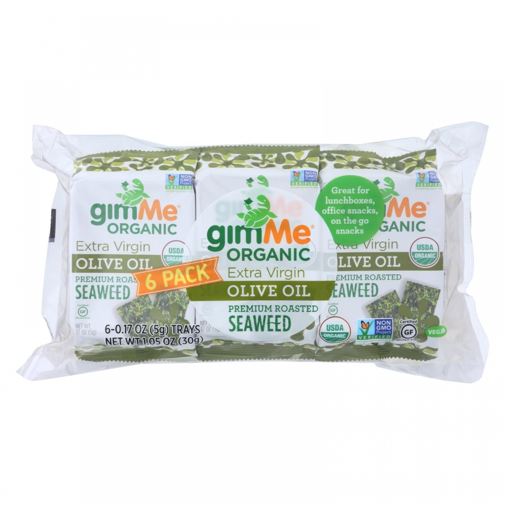 Gimme Seaweed Snacks Seaweed Snack - Organic - Extra Virgin Olive Oil - 8개 묶음상품 - 6/.17 oz