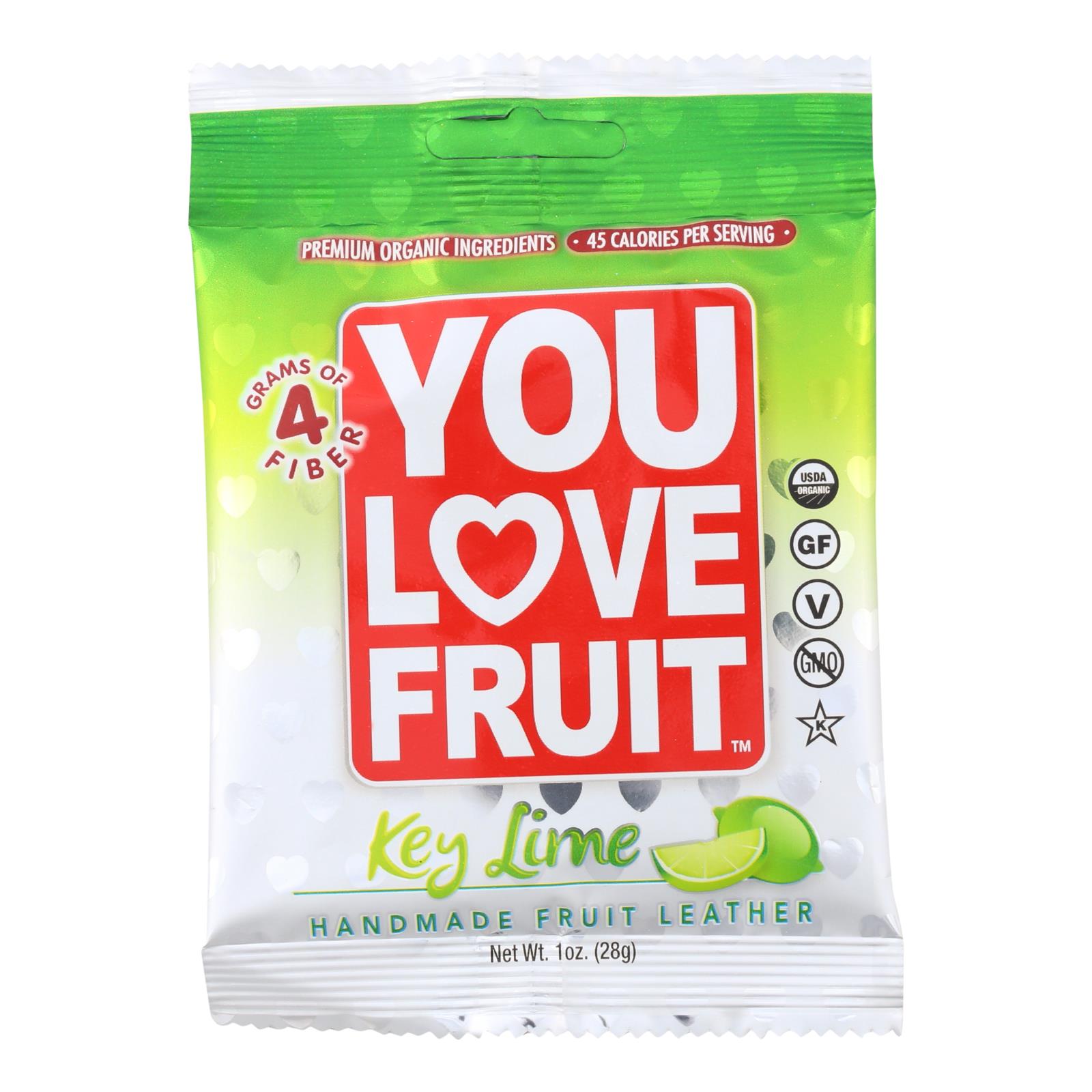You Love Fruit Key Lime Handmade Fruit Leather - Case of 12 - 1 OZ