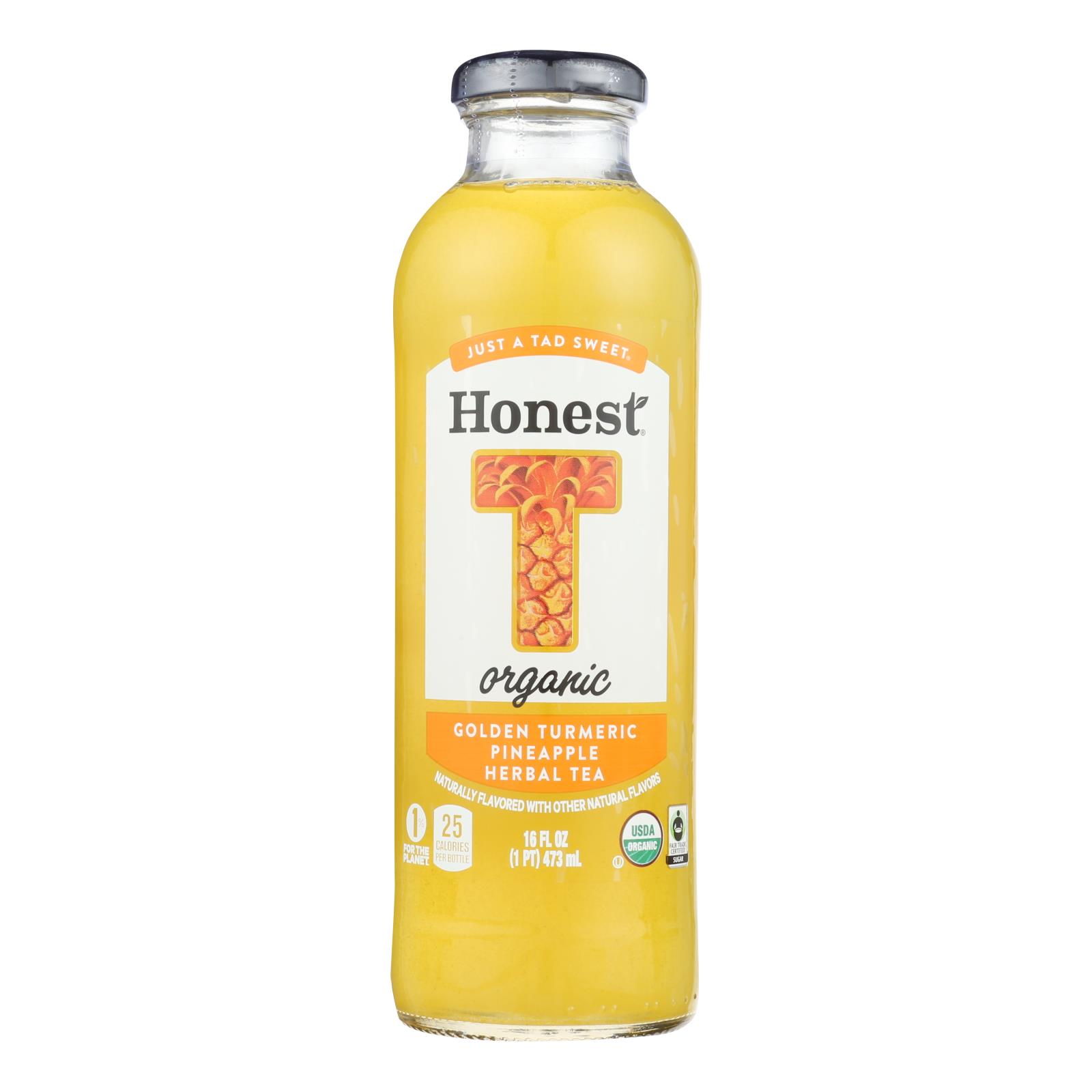 Honest Organic Golden Turmeric Pineapple Hearbal Tea - Case of 12 - 16 FZ