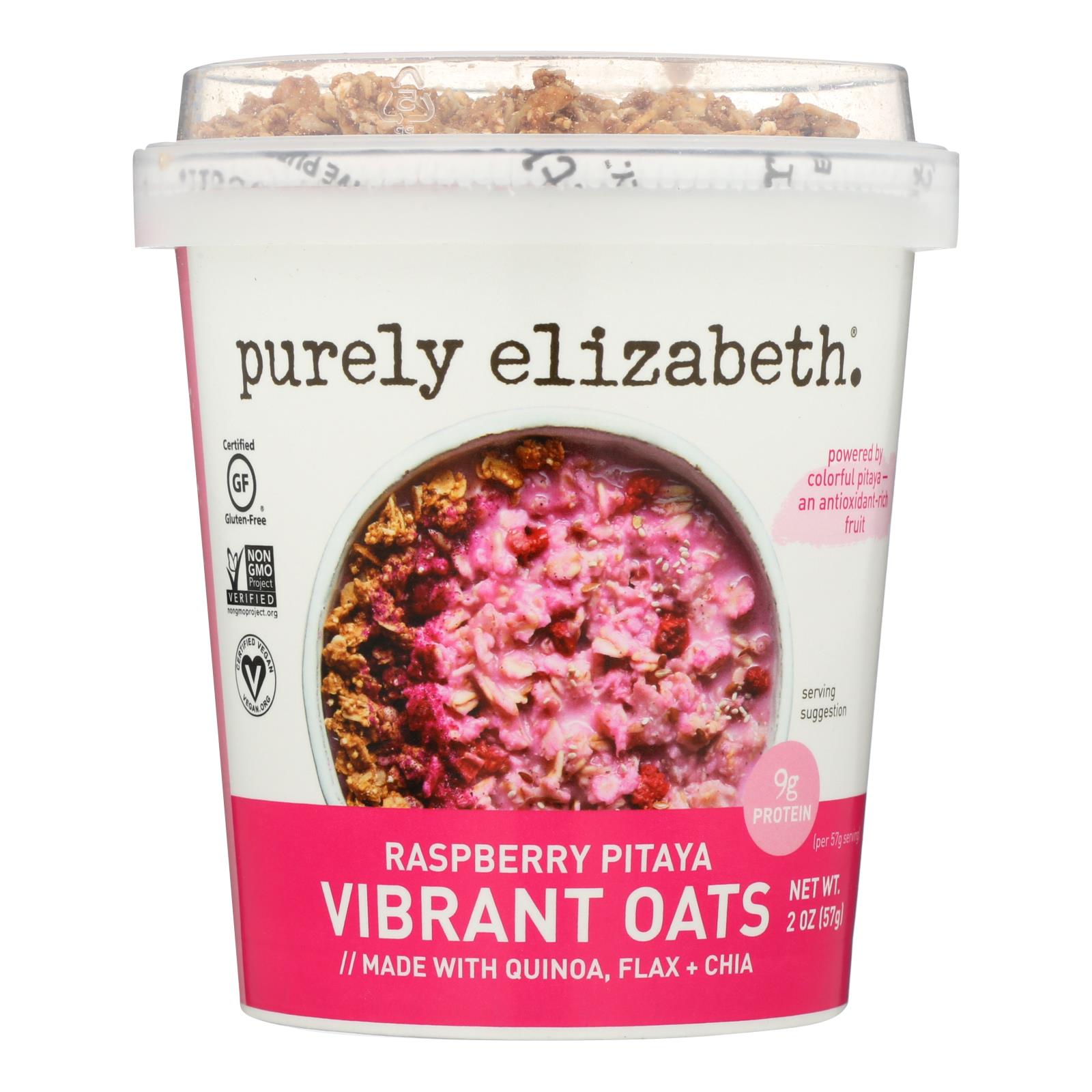 Purely Elizabeth - Vibrnt Oats Raspberry Pitaya - 12개 묶음상품 - 2 OZ