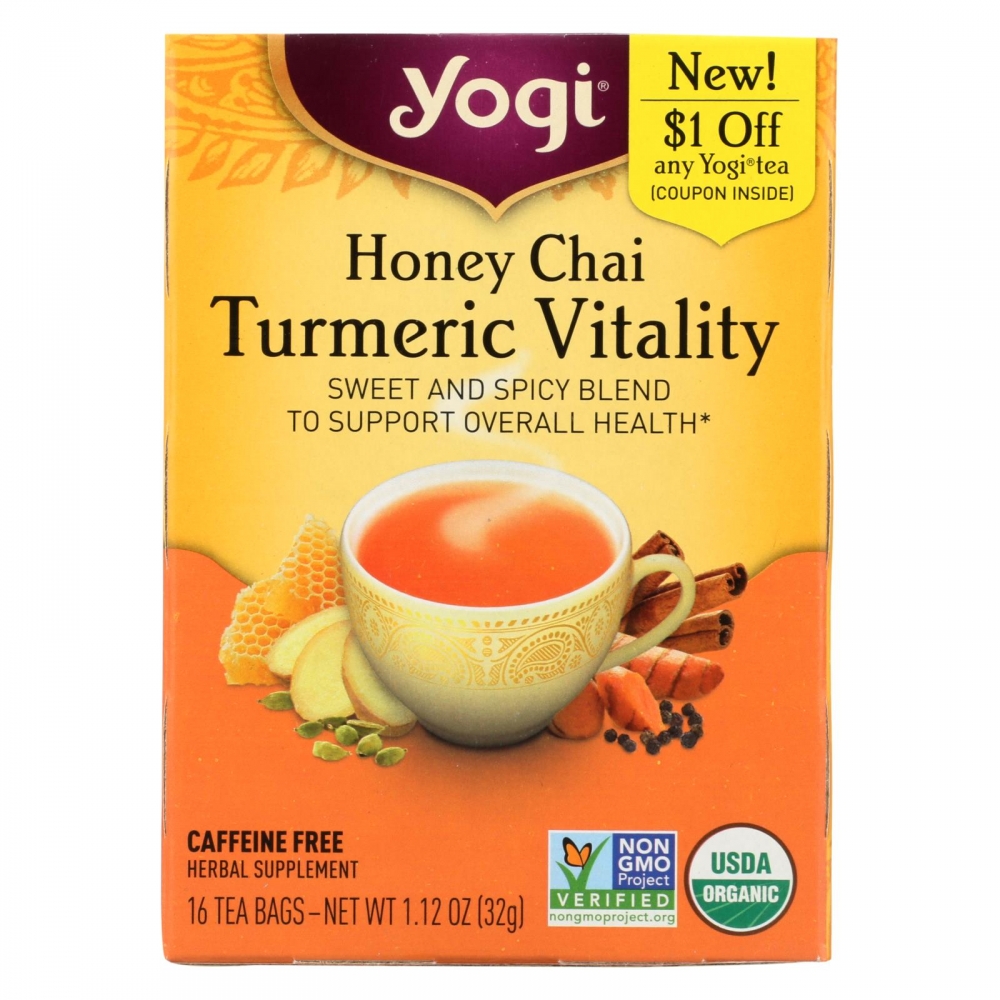 Yogi Tea - Organic - Honey Chai Turmeric - 6개 묶음상품 - 16 BAG