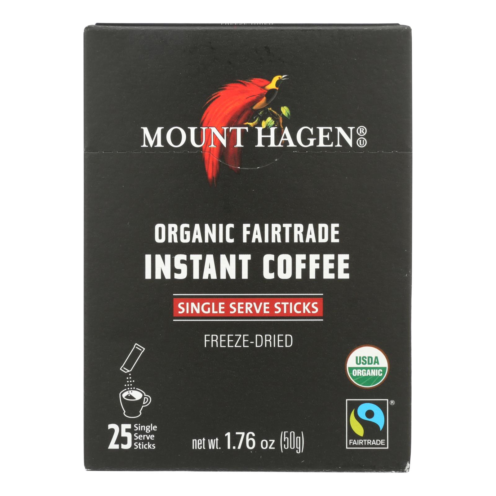 Mount Hagen - Organic Fairtrade Instant Coffee 25 Single Serve Sticks 25ct - 8개 묶음상품 - 1.76 OZ