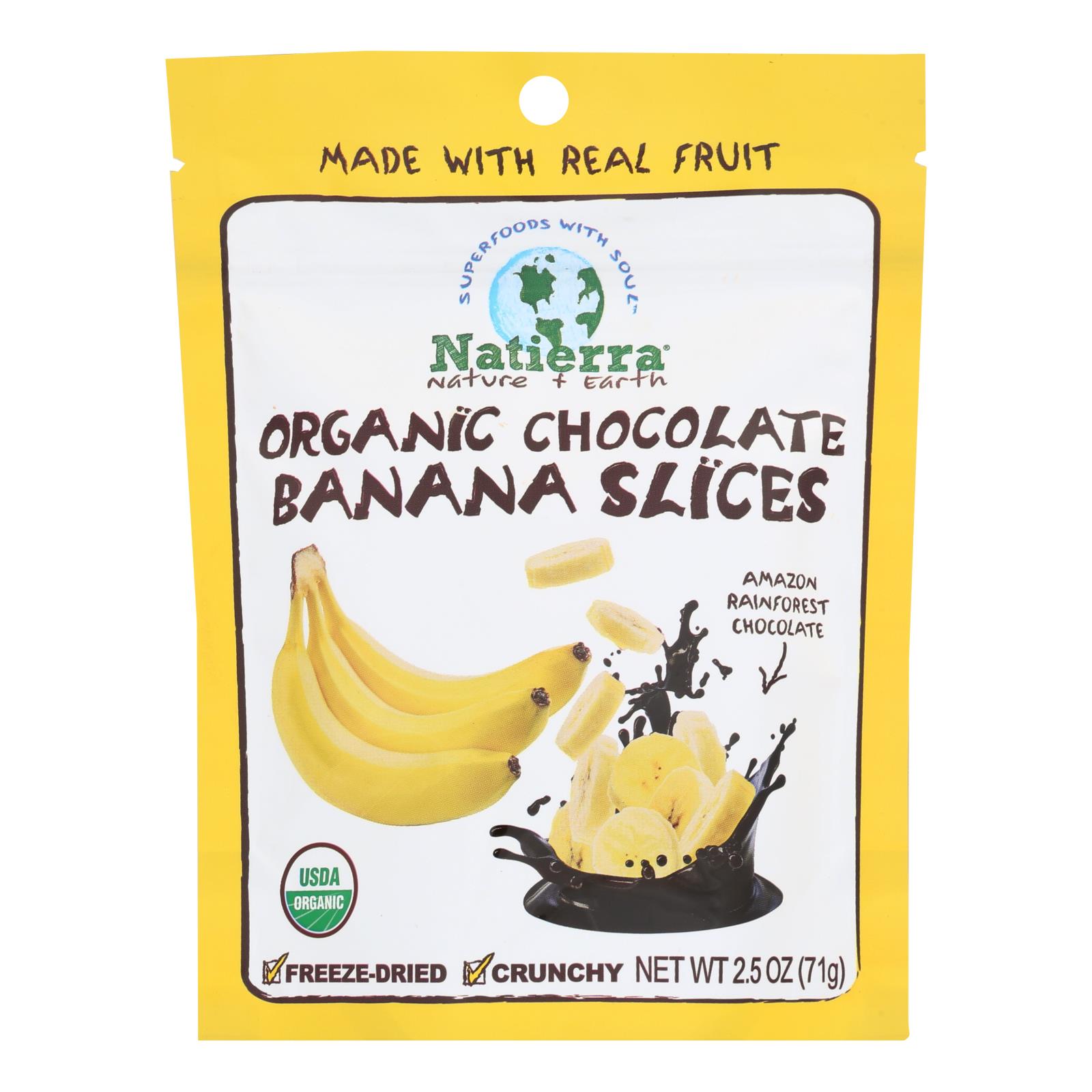 Natierra Organic Chocolate Covered Freeze-Dried Banana Slices - 12개 묶음상품 - 2.5 OZ