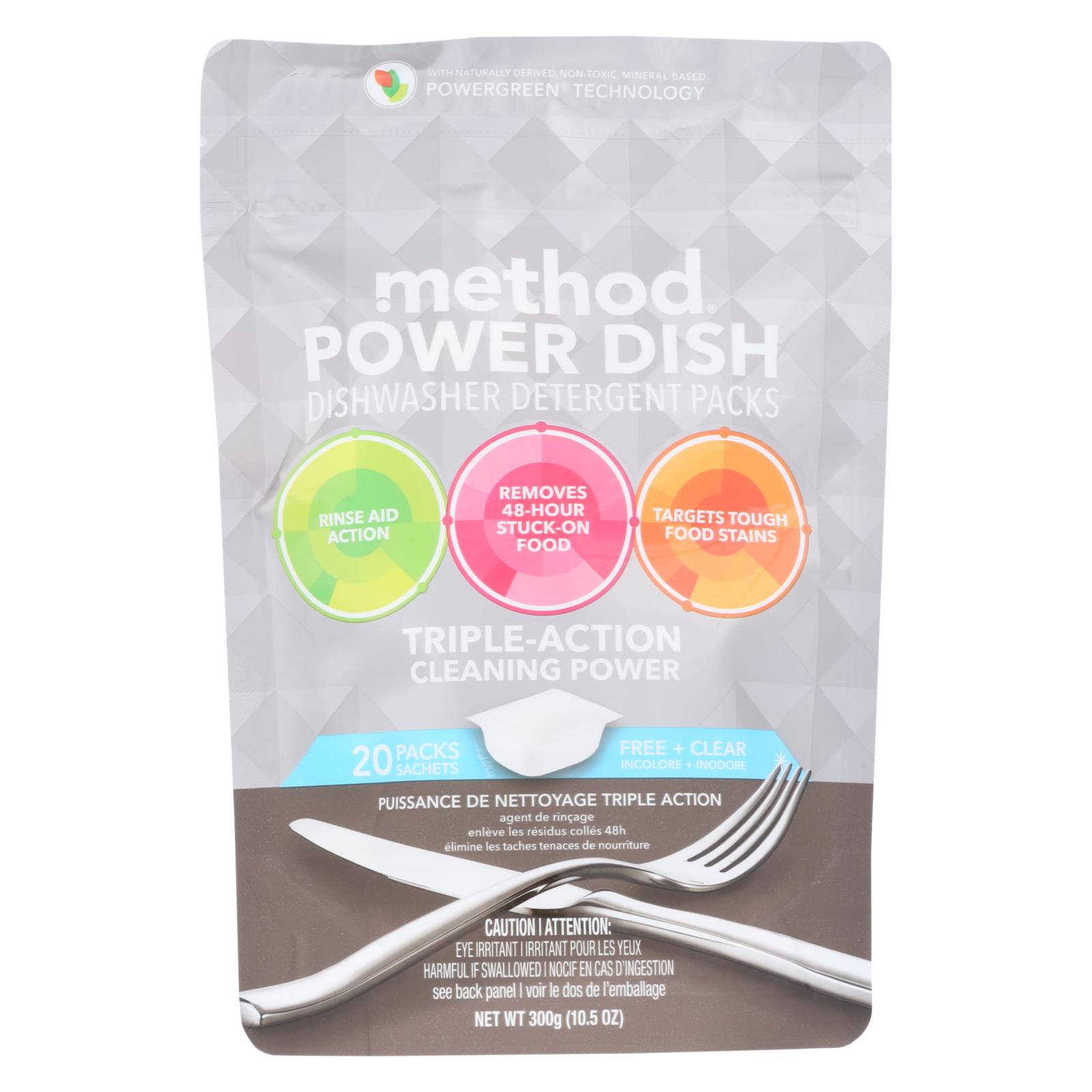 Method - Power Dish Dishwasher Detergent Packs - Free and Clear - 20 Packs - 6개 묶음상품 - 10.5 oz.