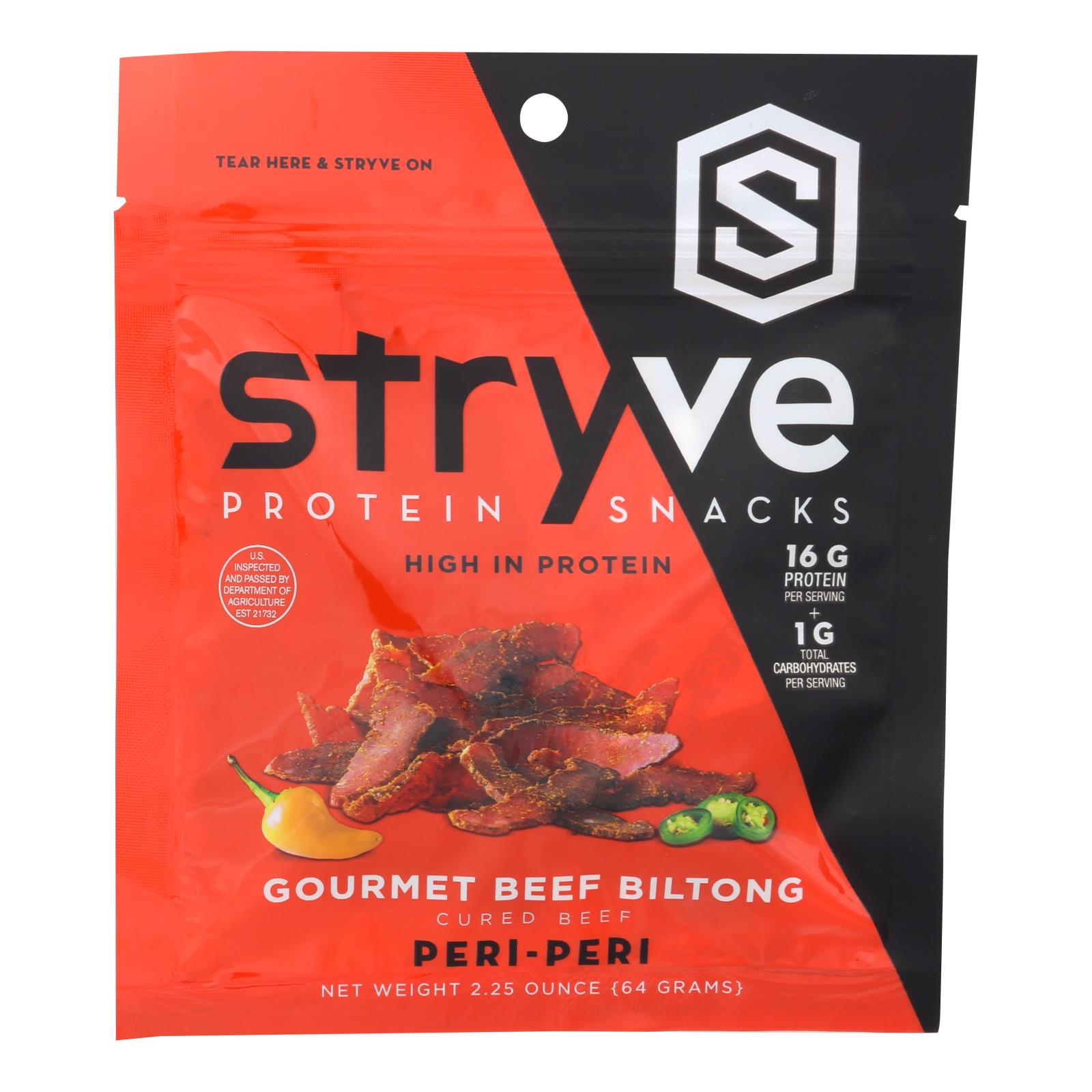Stryve Foods - Beef Biltong Peri-peri - 12개 묶음상품 - 2.25 OZ