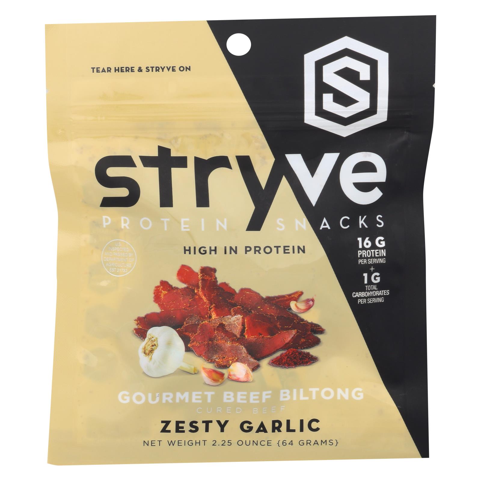 Stryve Foods - Beef Biltong Spicy Garlic - 12개 묶음상품-2.25 OZ
