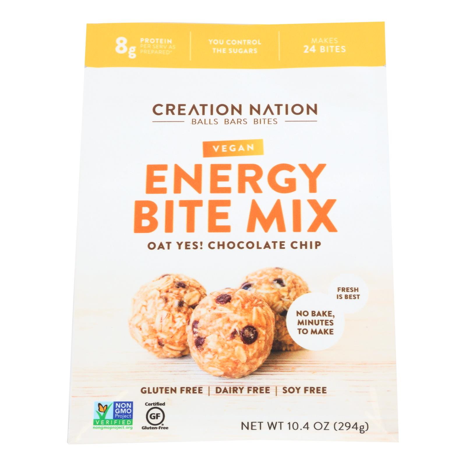 Creation Nation Oat Yes! Chocolate Chip Vegan Energy Bite Mix - 6개 묶음상품 - 10.4 OZ