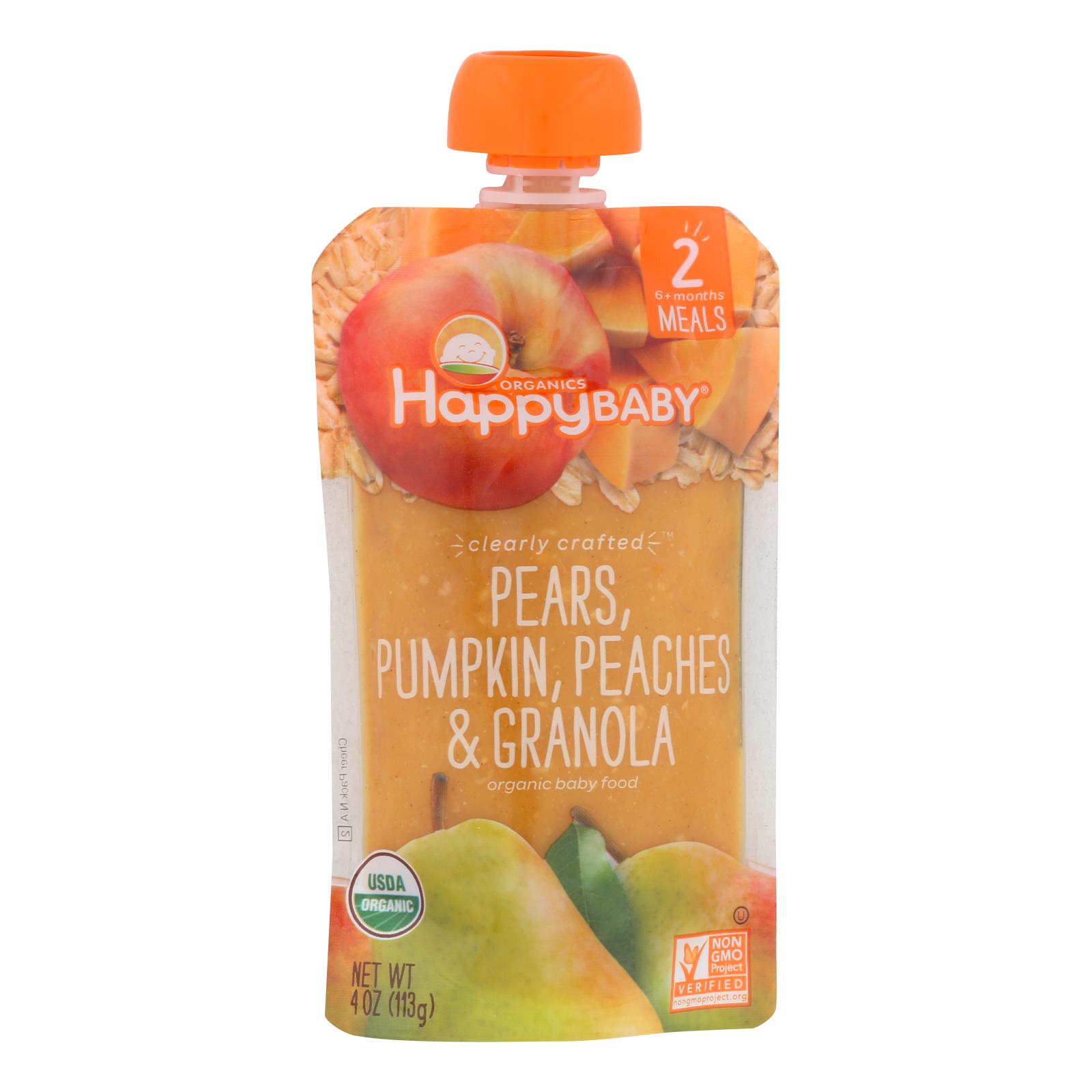 Happy Baby - Stage 2 Pear Pumpkin Pchs - Case of 16 - 4 OZ