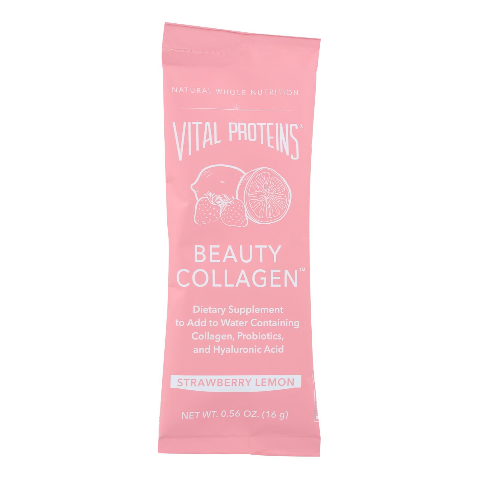 Vital Proteins Strawberry Lemon Beauty Collagen - 14개 묶음상품 - .56 OZ