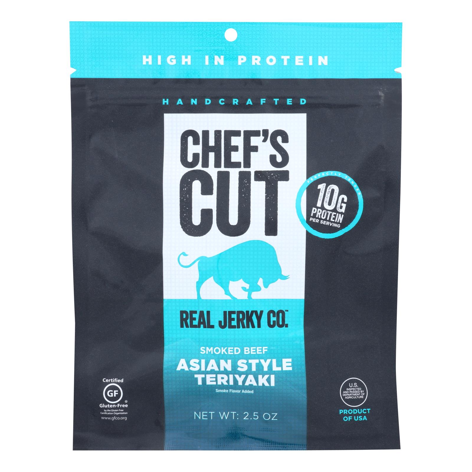 Chef's Cut Real Jerky Co. Handcrafted Teriyaki Flavor Smoked Beef Jerky - 8개 묶음상품 - 2.5 OZ