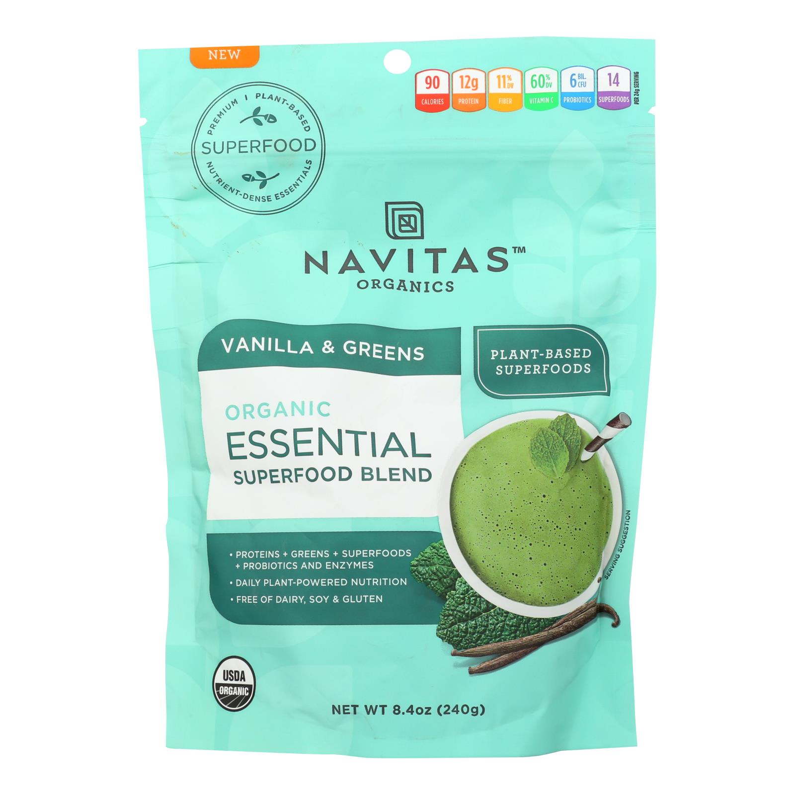 Navitas Organics Vanilla & Greens Essential Blend - 6개 묶음상품 - 8.4 OZ