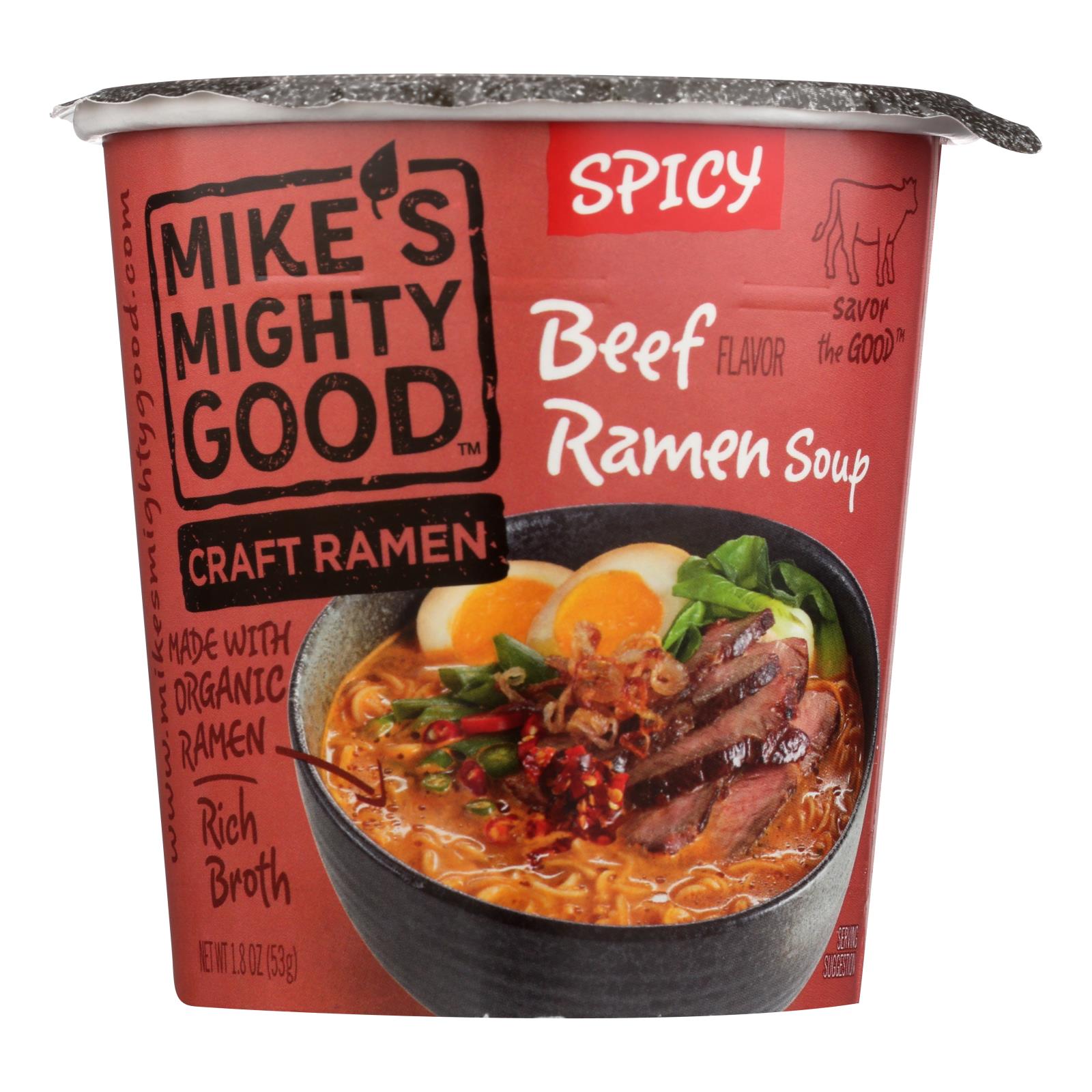 Mike's Mighty Good Spicy Beef Ramen Soup - 6개 묶음상품 - 1.8 OZ