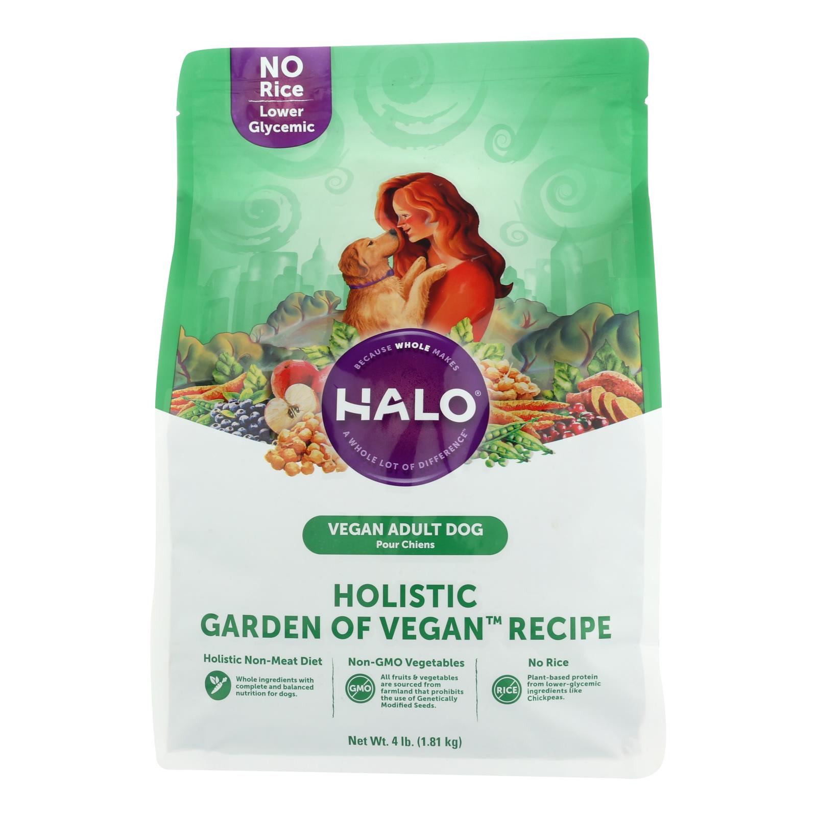 Halo, Purely For Pets Adult Dog, Holistic Garden Of Vegan Recipe - 5개 묶음상품 - 4 LB