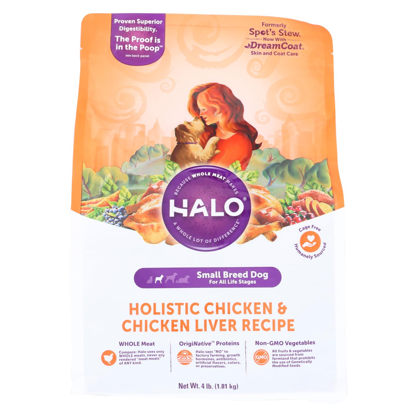 Halo, Purely For Pets Small Breed, Holistic Chicken & Chicken Liver Recipe - 5개 묶음상품 - 4 LB
