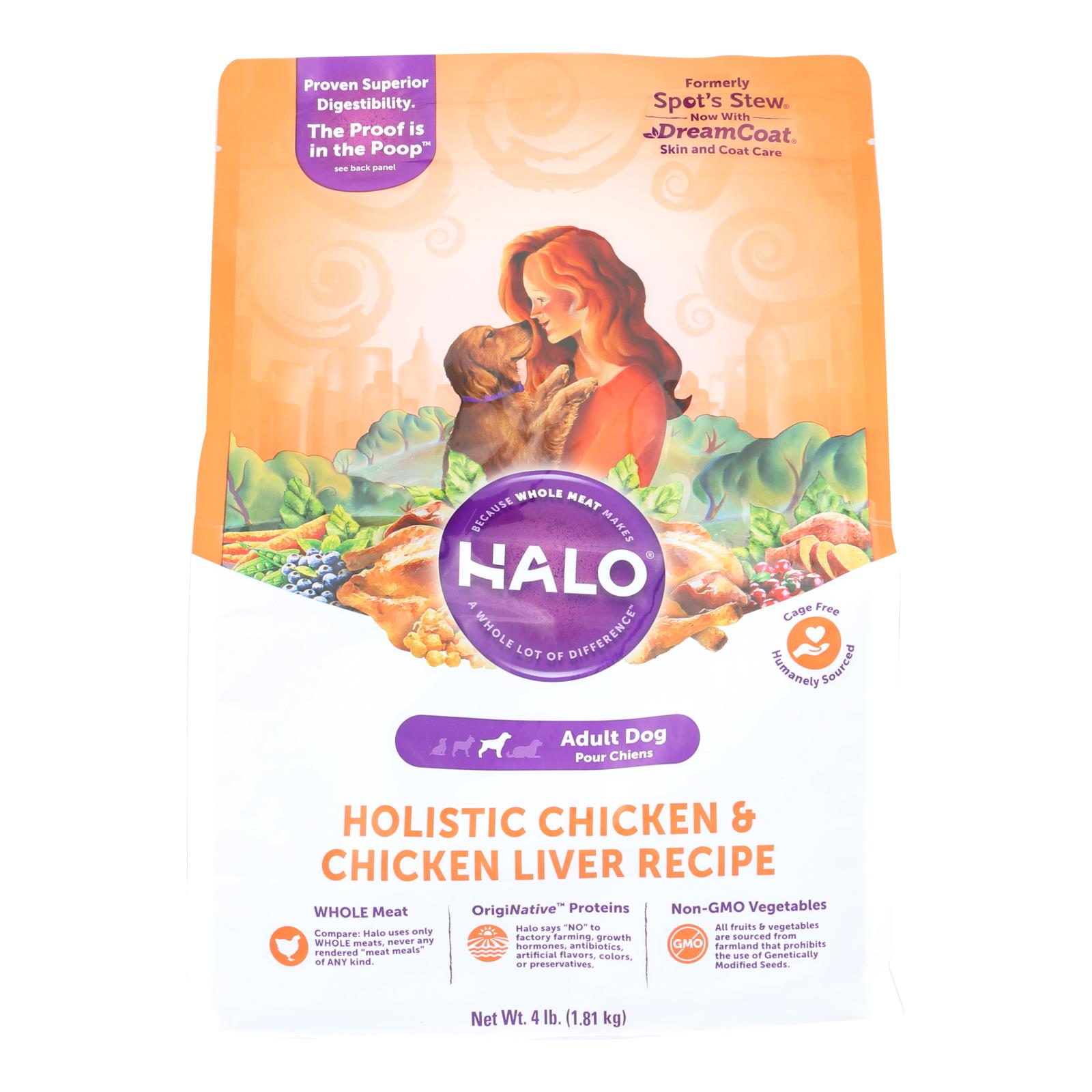 Halo Holistic Chicken & Chicken Liver Recipe Adult Dog Food - 5개 묶음상품 - 4 LB