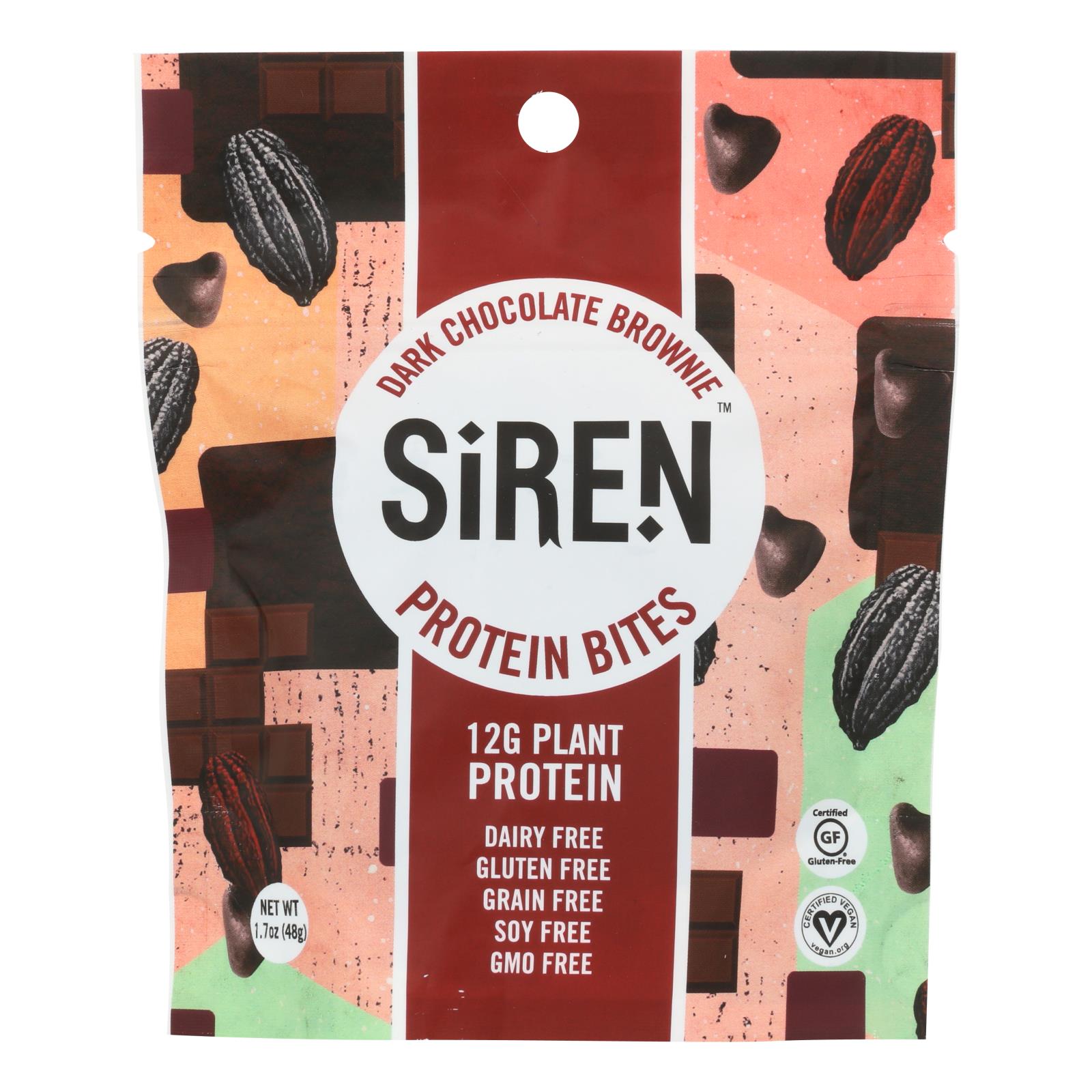 Siren - Protein Bite Dark Chocolate Brwnie - Case of 10 - 48 GRM
