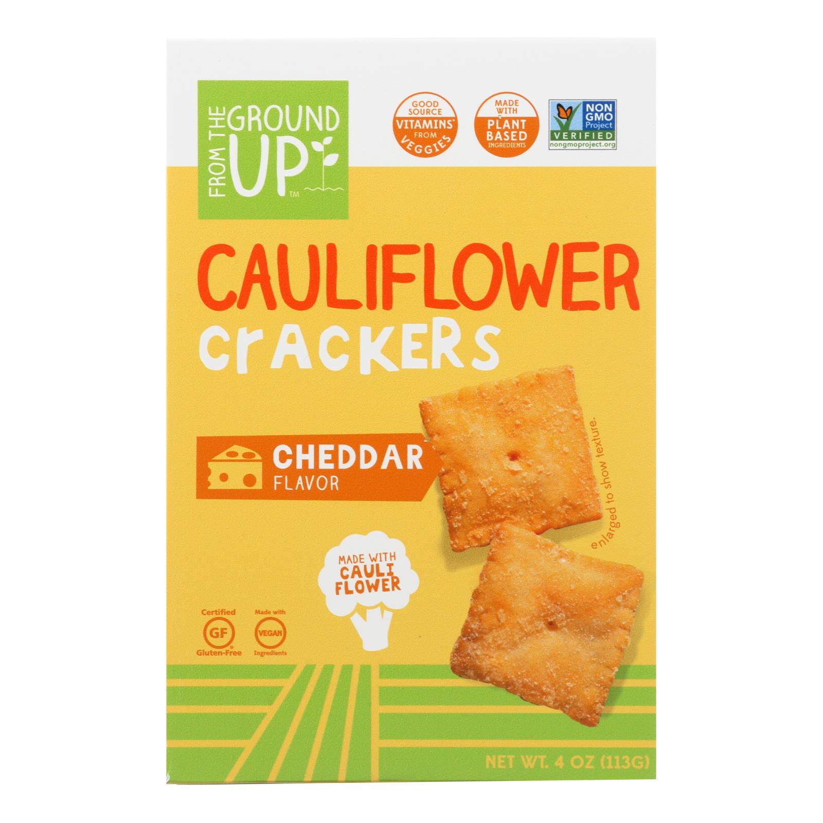 From The Ground Up - Cauliflower Crackers - Cheddar - 6개 묶음상품 - 4 oz.