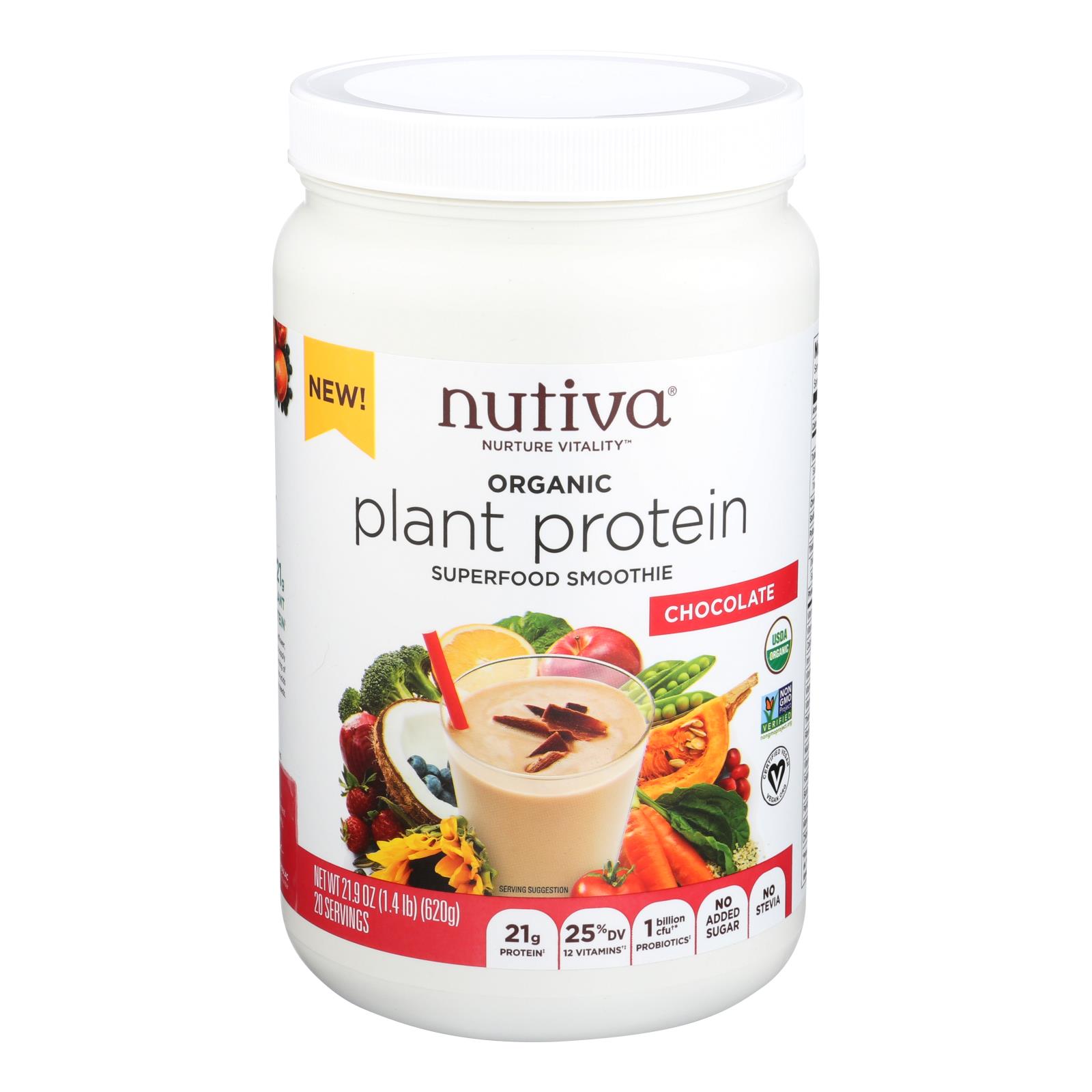 Nutiva - Prot Plnt Bsd Chocolt - 1 Each - 21.9 OZ