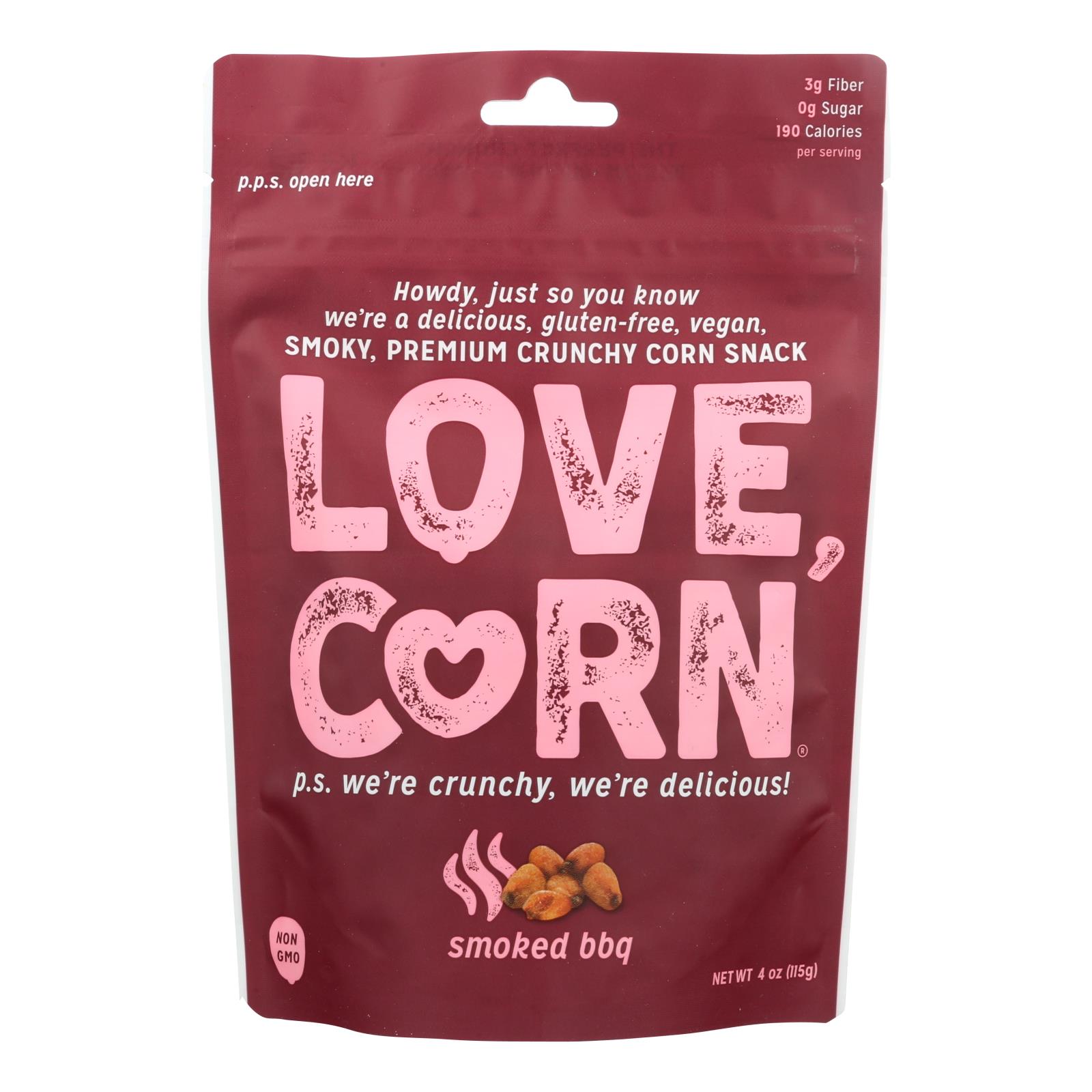 Love Corn® Smoky Premium Crunchy Corn Snack - 12개 묶음상품 - 4 OZ