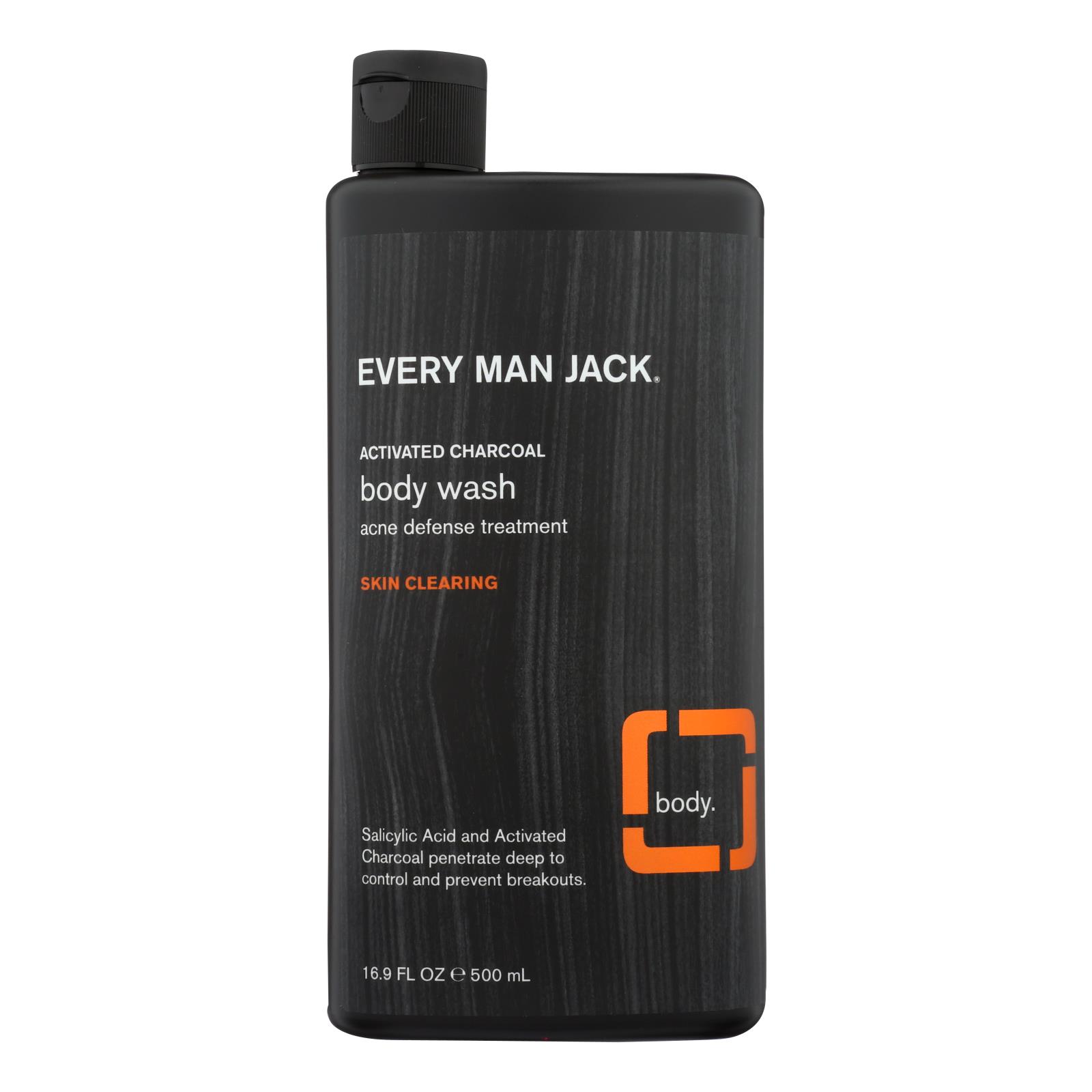 Every Man Jack Body Wash Activated Charcoal Body Wash | Skin Clearing - Case of 16.9 - 16.9 fl oz.