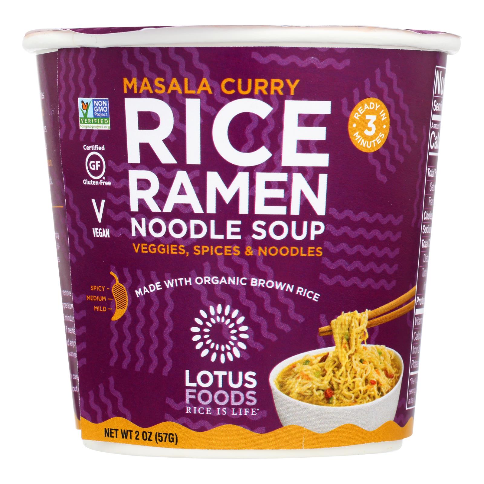 Lotus Foods Masala Curry Rice Ramen Noodle Soup - 6개 묶음상품 - 2 OZ