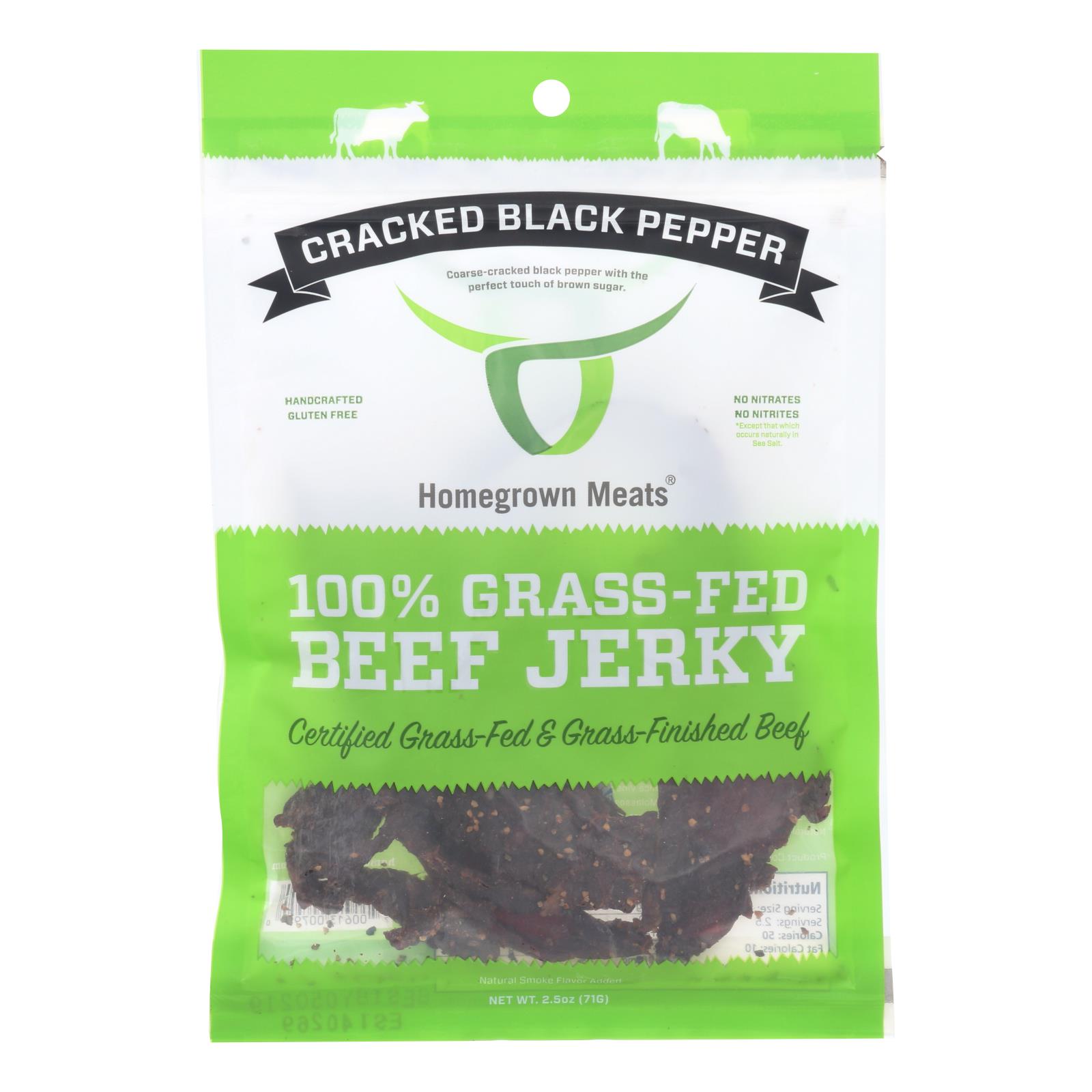 Homegrown Meats - Jerky Grs Fed Black Pepper - Case of 24 - 2.5 OZ