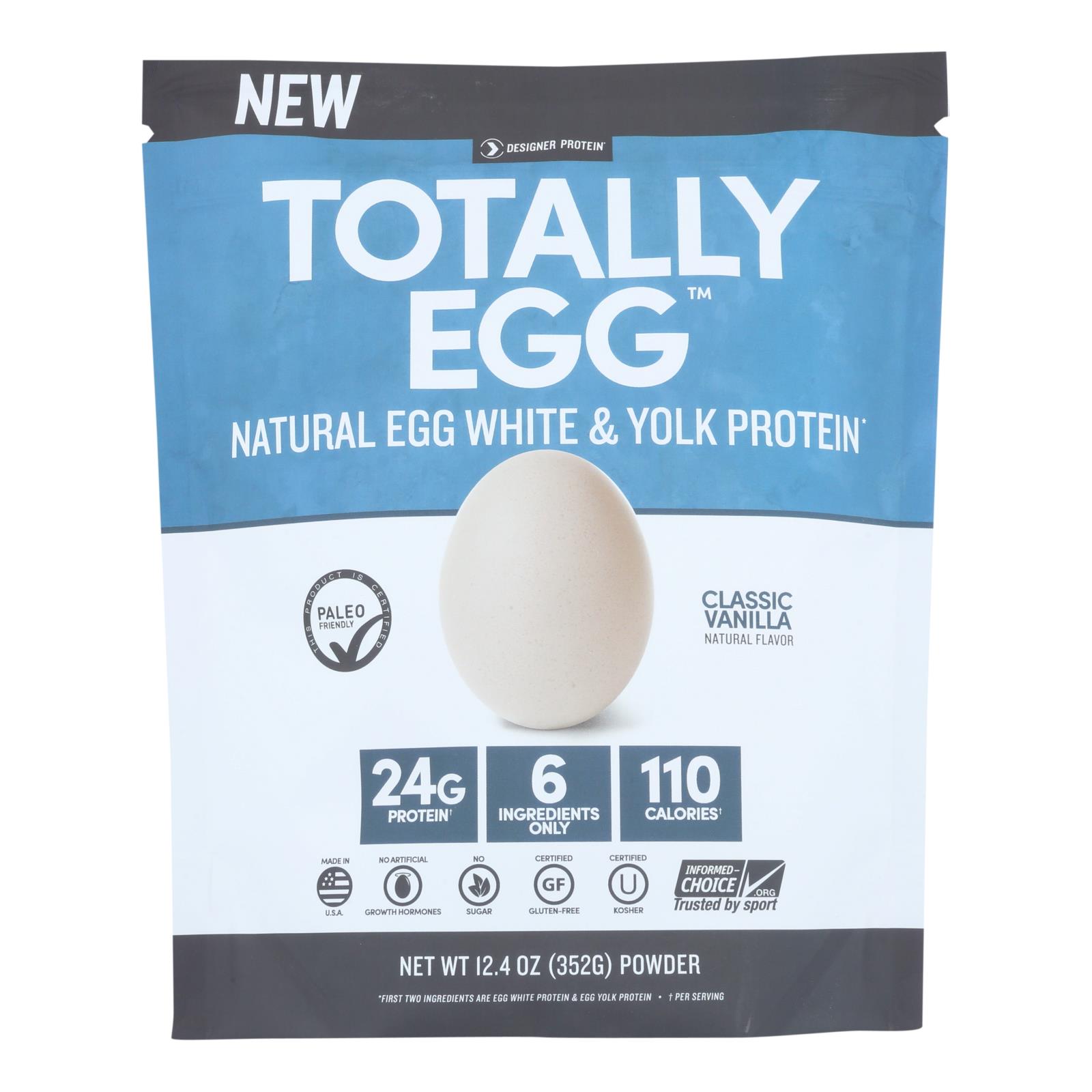 Designer Whey Classic Vanilla Natural Egg White & Yolk Protein Powder - 1 Each - 12.4 OZ
