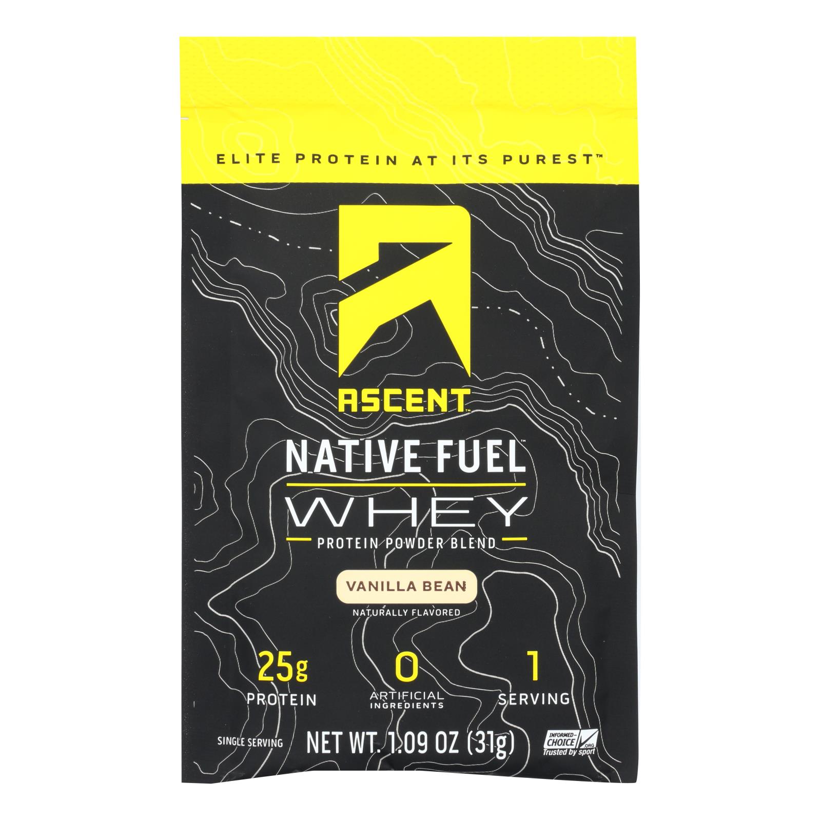 Ascent Native Fuel Whey Protein Powder Blend Vanilla Bean - 15개 묶음상품 - 1.09 OZ