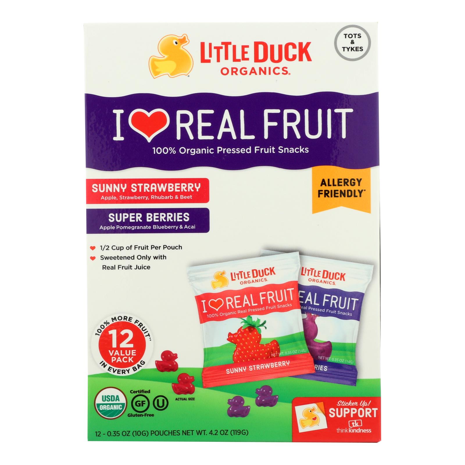 Little Duck Organics - Tiny Fruit Var Pack - Case of 6 - 12/.35OZ
