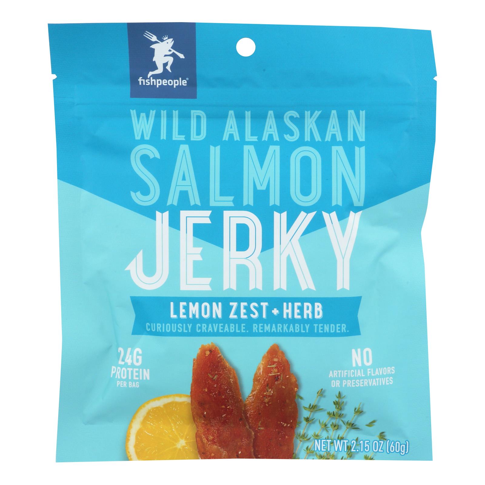 Fishpeople Wild Alaskan Salmon Jerky - Case of 6 - 2.15 OZ