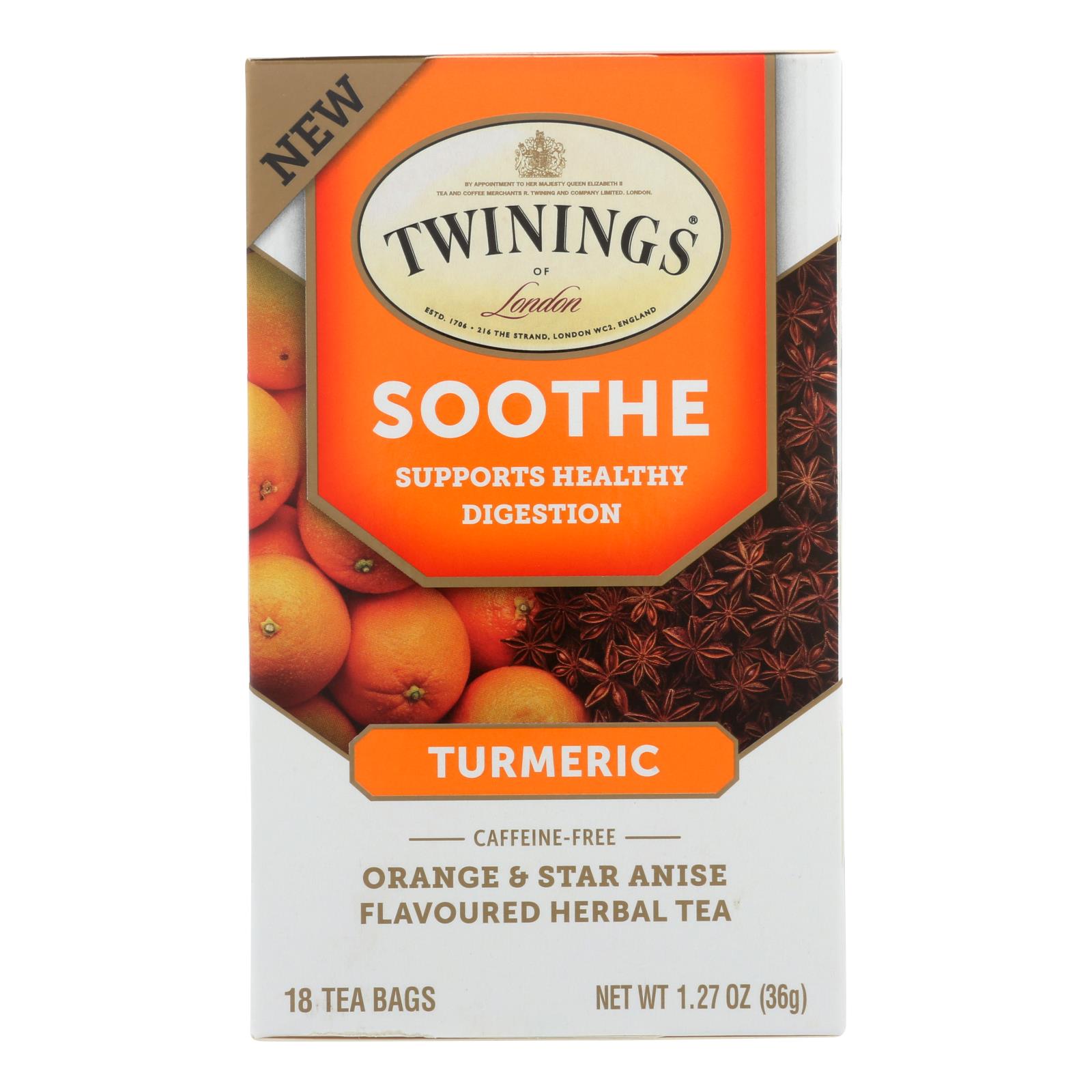 Twinings Tea - Tea Soothe Turmeric - 6개 묶음상품 - 18 Count