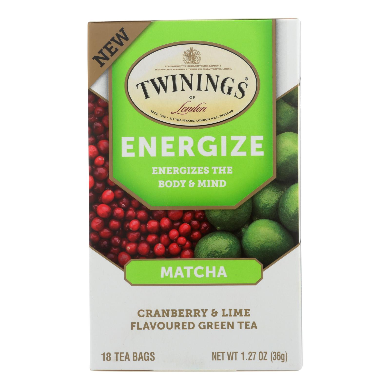Twinings Tea - Tea Energize Matcha - 6개 묶음상품 - 18 Count