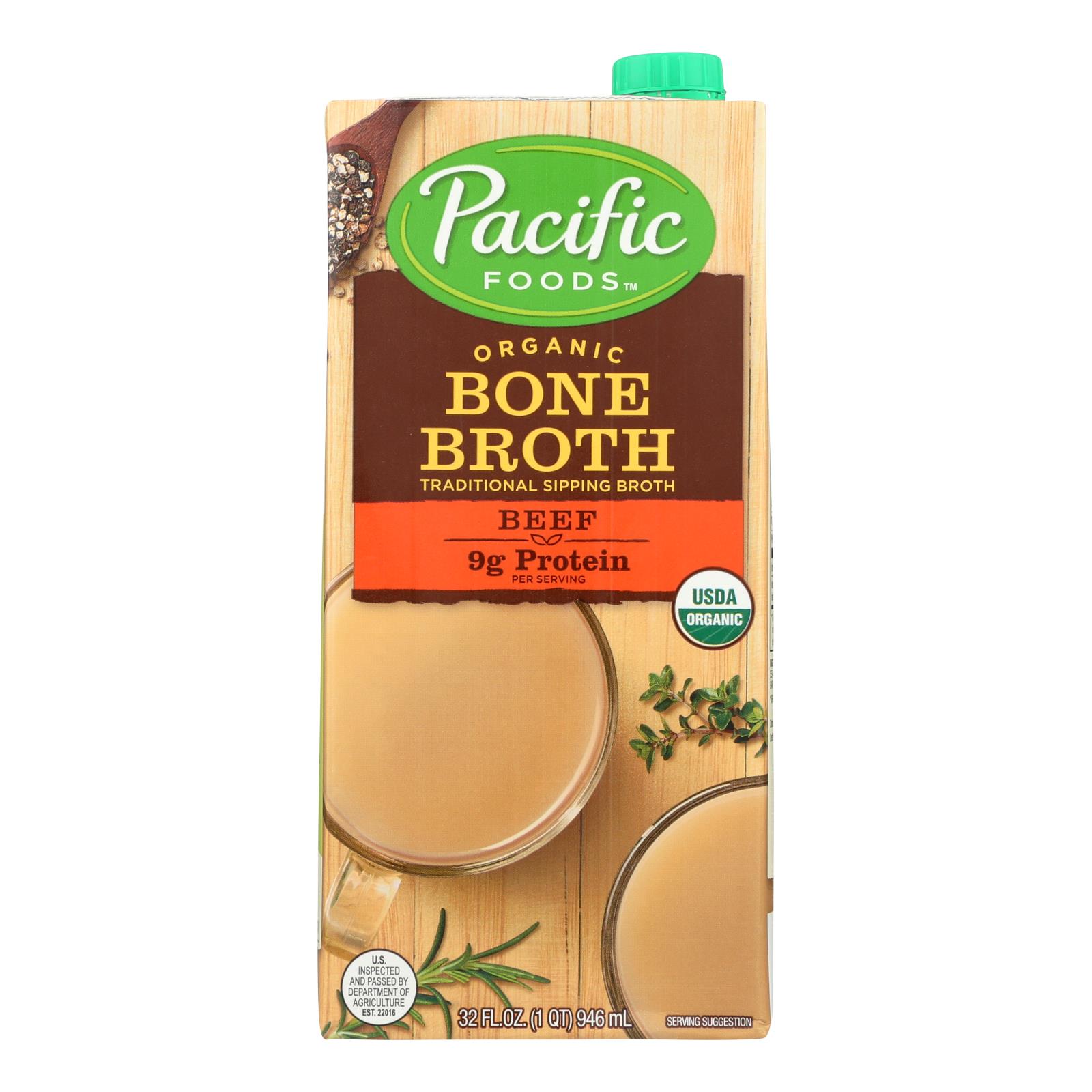 Pacific Natural Foods Organic Beef Bone Broth - 12개 묶음상품 - 32 FZ