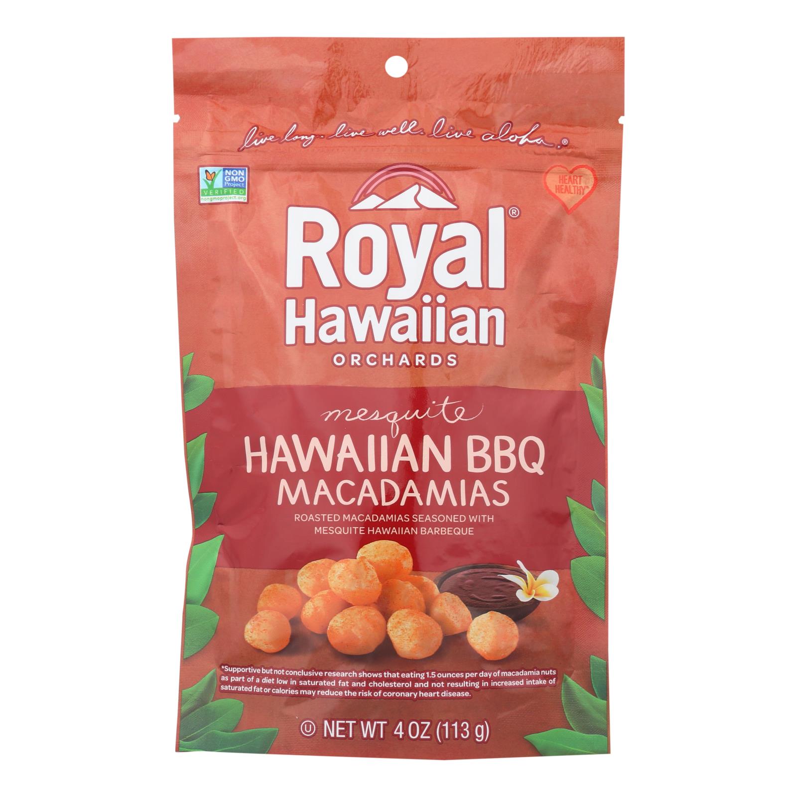 Royal Hawaiian Orchards Macadamias, Mesquite Hawaiian BBQ - Case of 6 - 4 OZ