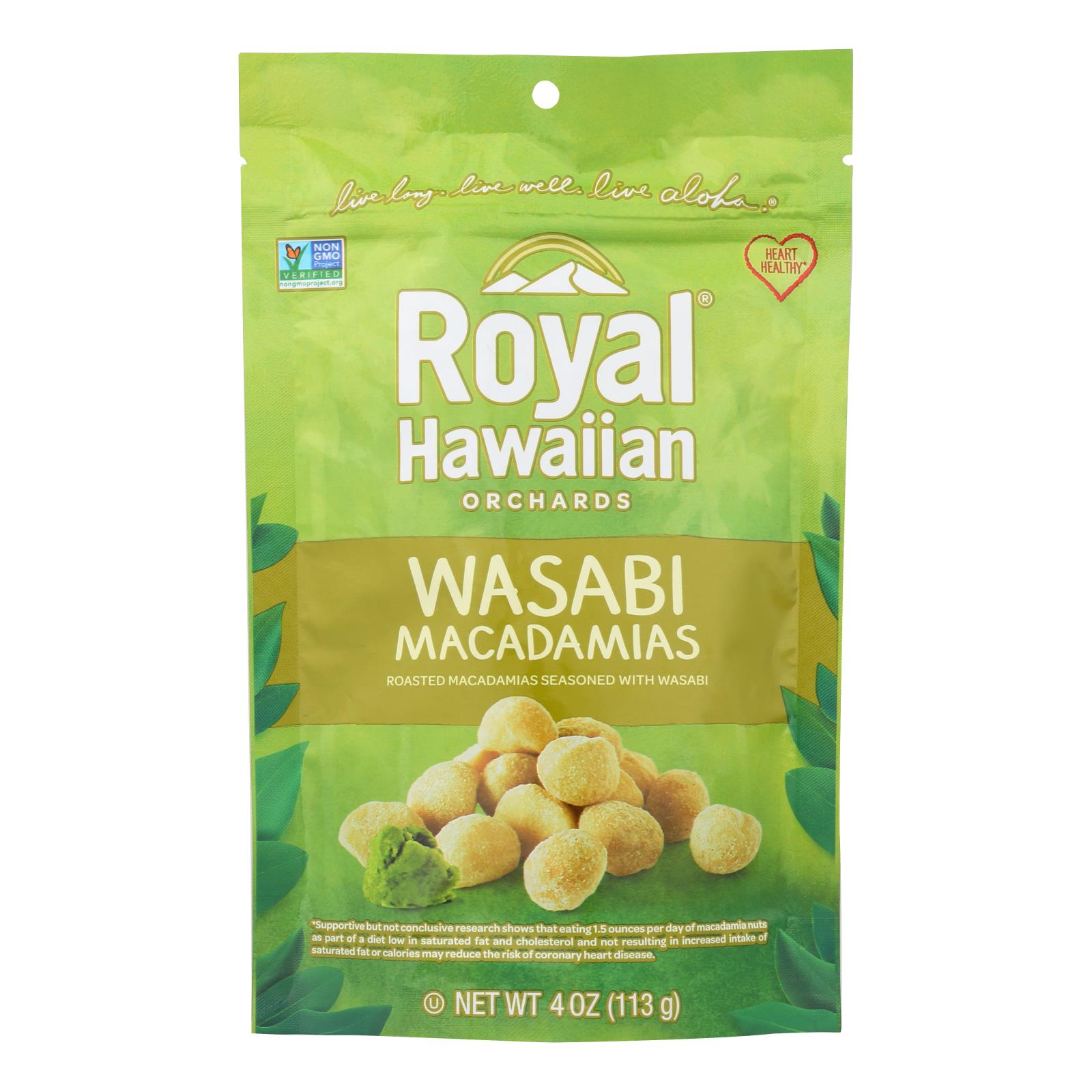Royal Hawaiian Orchards Macadamias, Wasabi & Soy - Case of 6 - 4 OZ