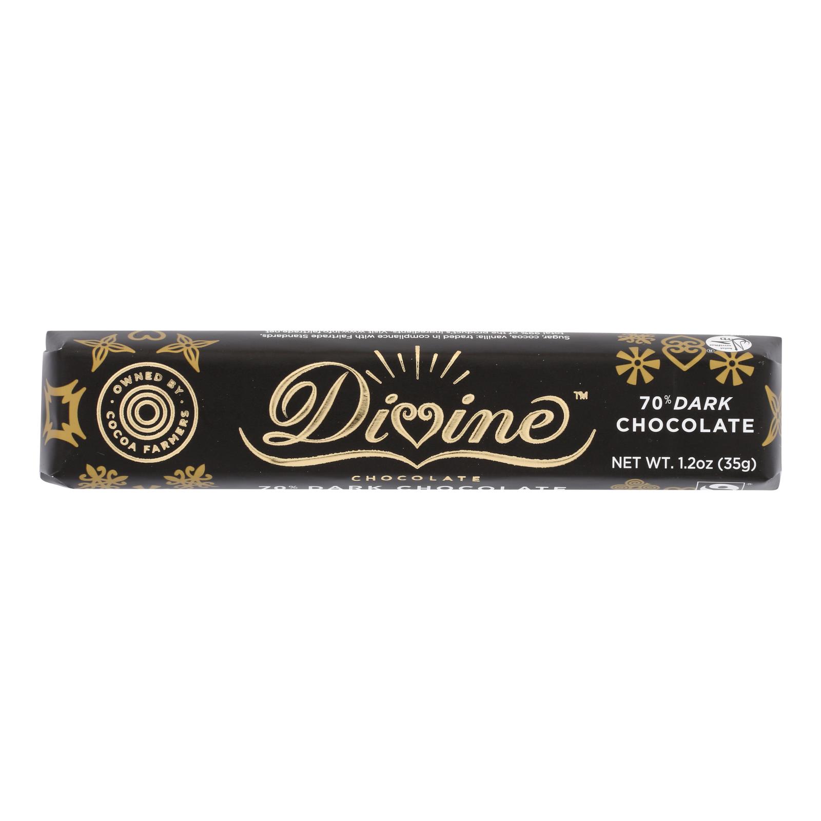Divine - Snack Bar Dark Chocolate 70% - 18개 묶음상품 - 1.2 OZ