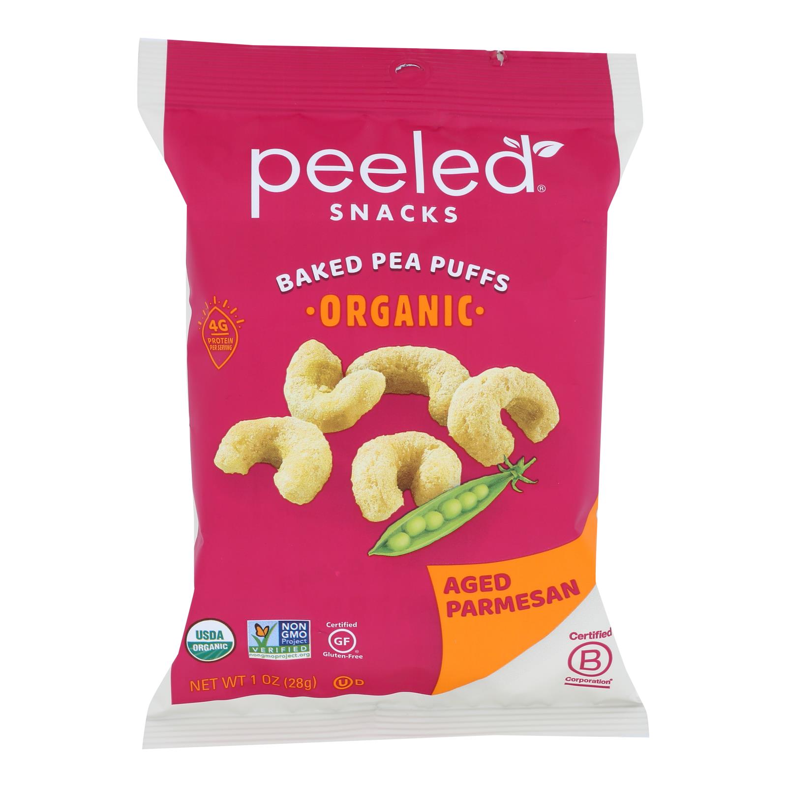 Peeled - Puffs Peas Aged Parm - Case of 24 - 1 OZ