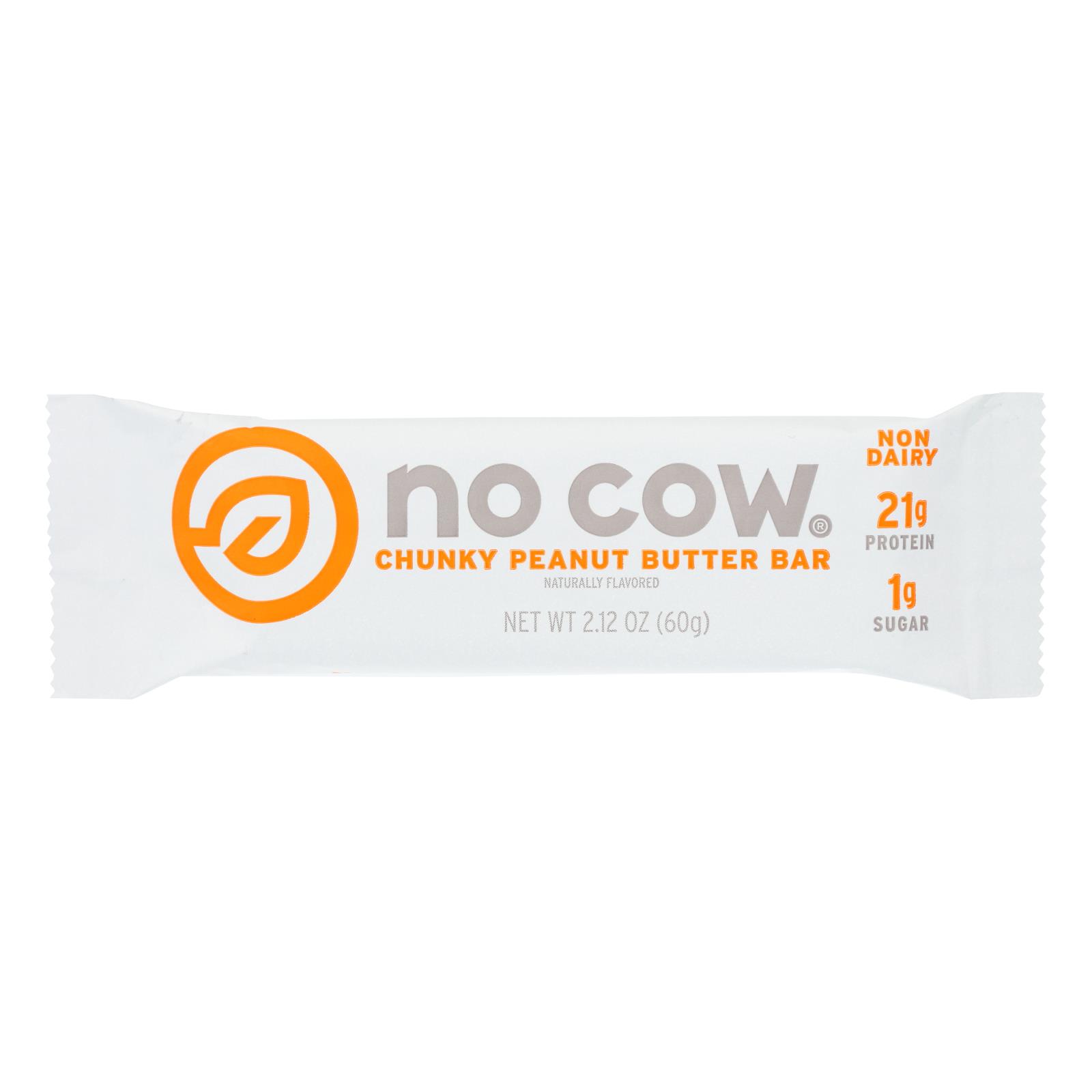 No Cow Bar Chunky Peanut Butter Bar - 12개 묶음상품 - 2.12 OZ