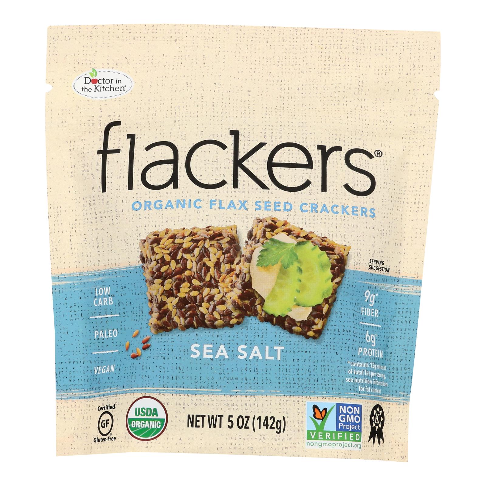 Doctor In The Kitchen - Organic Flax Seed Crackers - Sea Salt - 6개 묶음상품 - 5 oz.