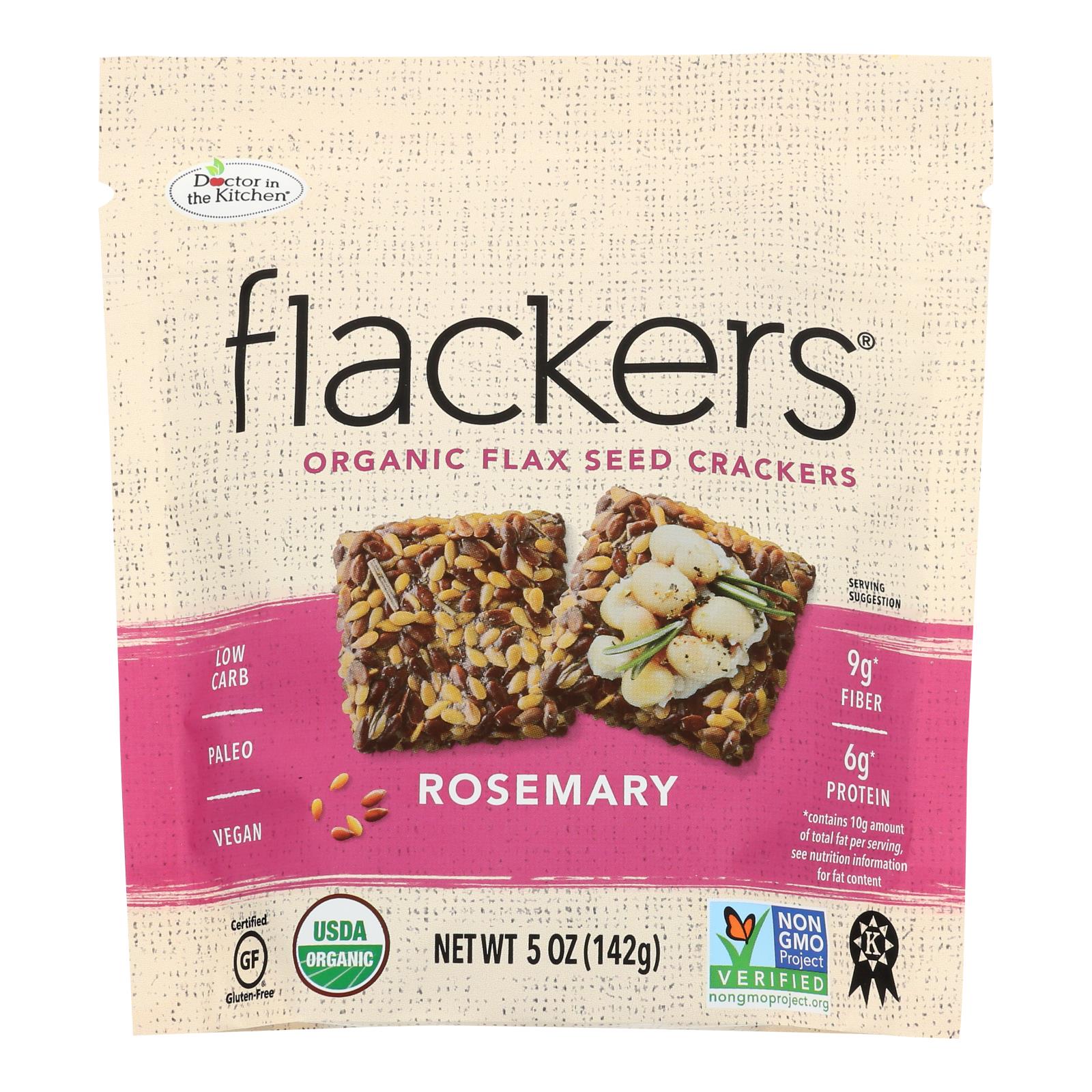Doctor In The Kitchen - Organic Flax Seed Crackers - Rosemary - 6개 묶음상품 - 5 oz.