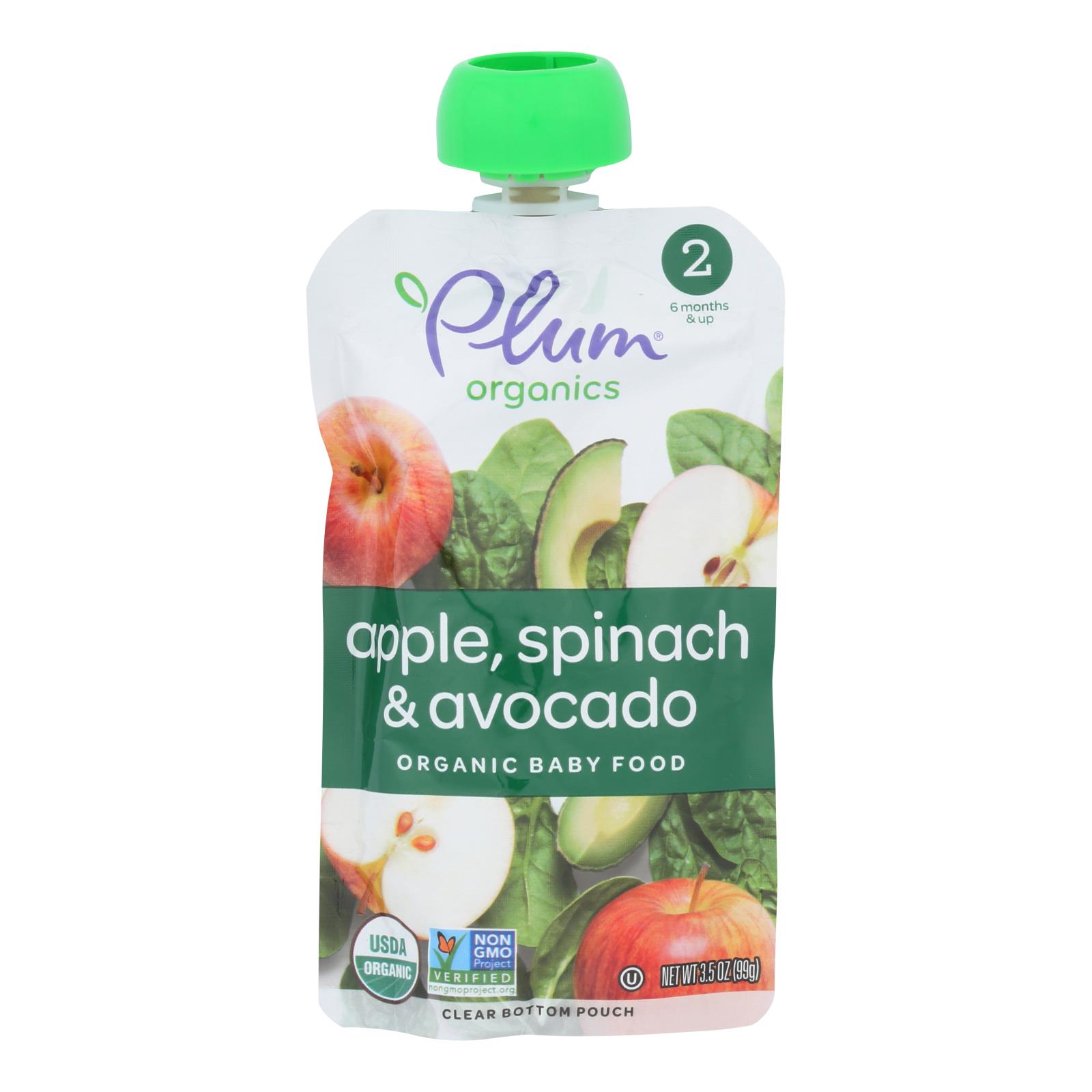Plum Organics Plum Stage2 Blends Baby Food Apple Spinach Avocado - 6개 묶음상품 - 3.5 OZ