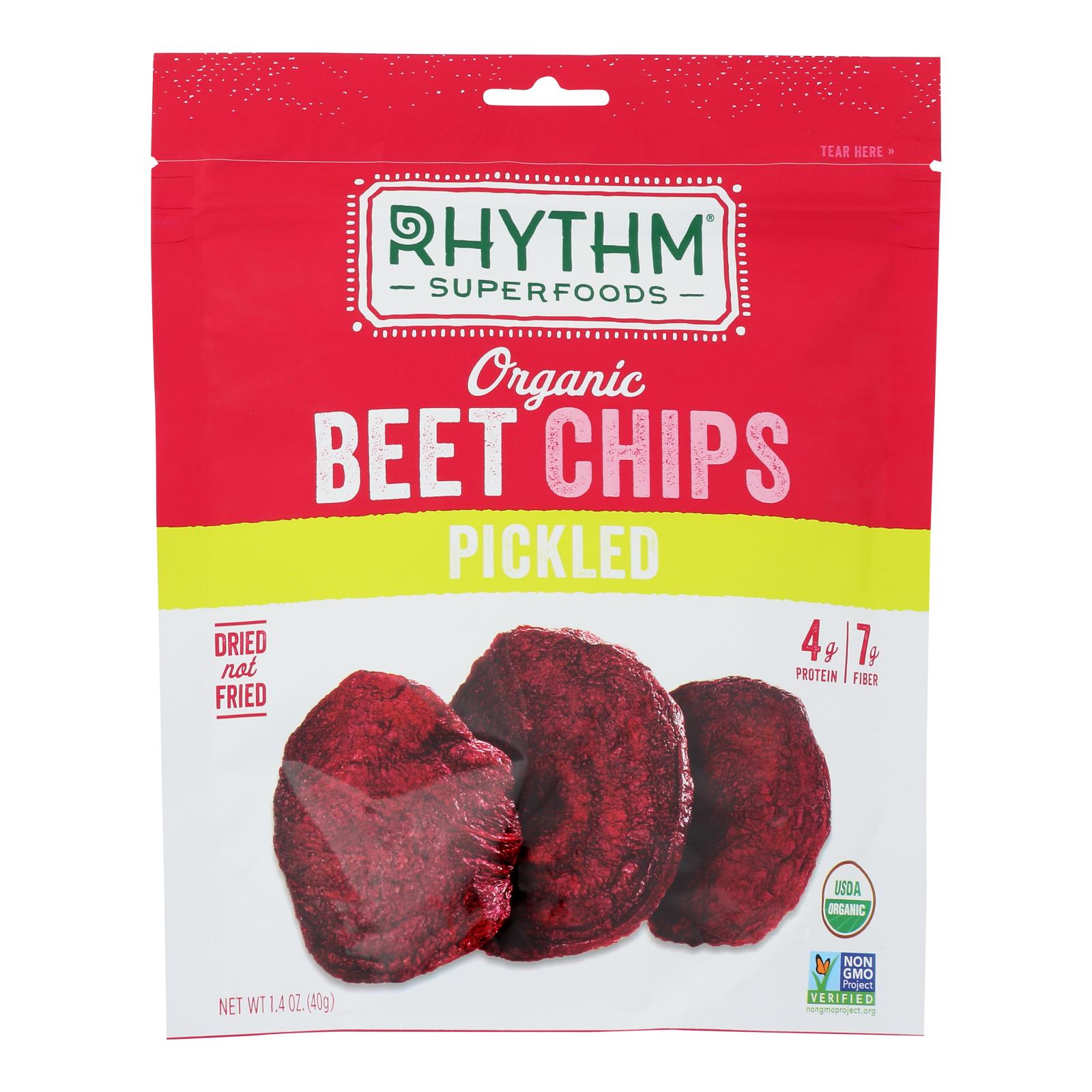 Rhythm Superfoods - Beet Chips Pickled - Case of 12 - 1.4 OZ