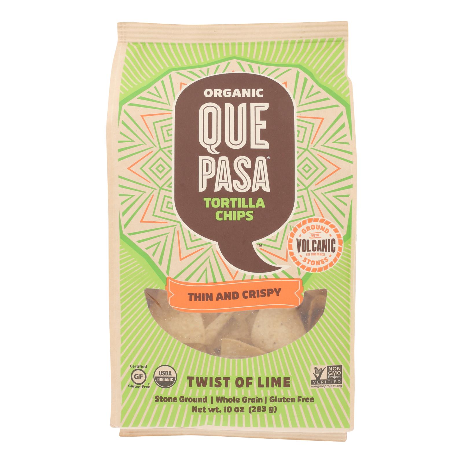 Que Pasa - Tort Chip Thin Lime - Case of 12 - 10 OZ